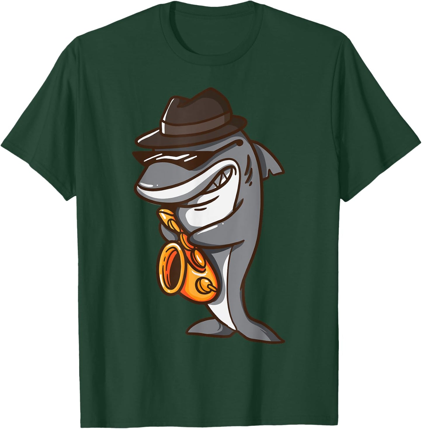 Saxophonist Shark Jazz Band Music and Animal Lover Gift T-Shirt - T-Shirt | Forest
