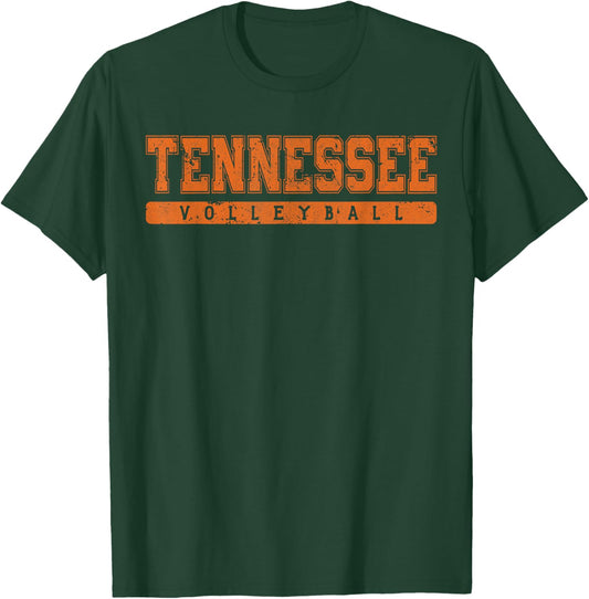 Tennessee Volleyball Orange Vintage Text T-Shirt - T-Shirt | Forest