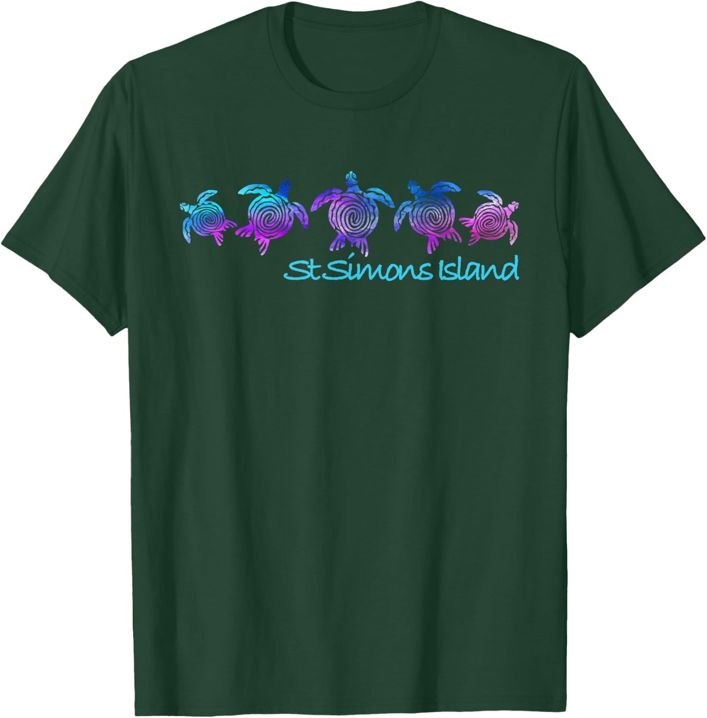 St. Simons Island Beach Design / Tribal Turtle Gift T-Shirt - T-Shirt | Forest