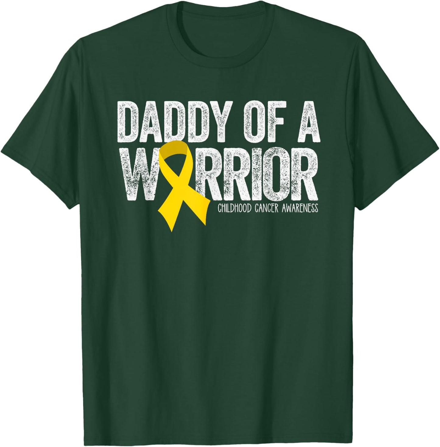 Daddy of a Warrior Childhood Cancer Dad Ribbon T-Shirt - T-Shirt | Forest