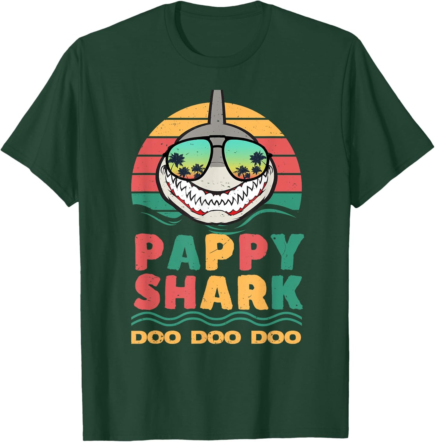Pappy Shark Fathers Day Papa Dad Grandpa Men Funny T-Shirt - T-Shirt | Forest