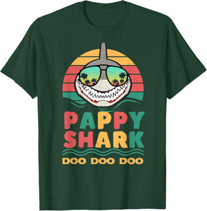 Pappy Shark Fathers Day Papa Dad Grandpa Men Funny T-Shirt - T-Shirt | Forest