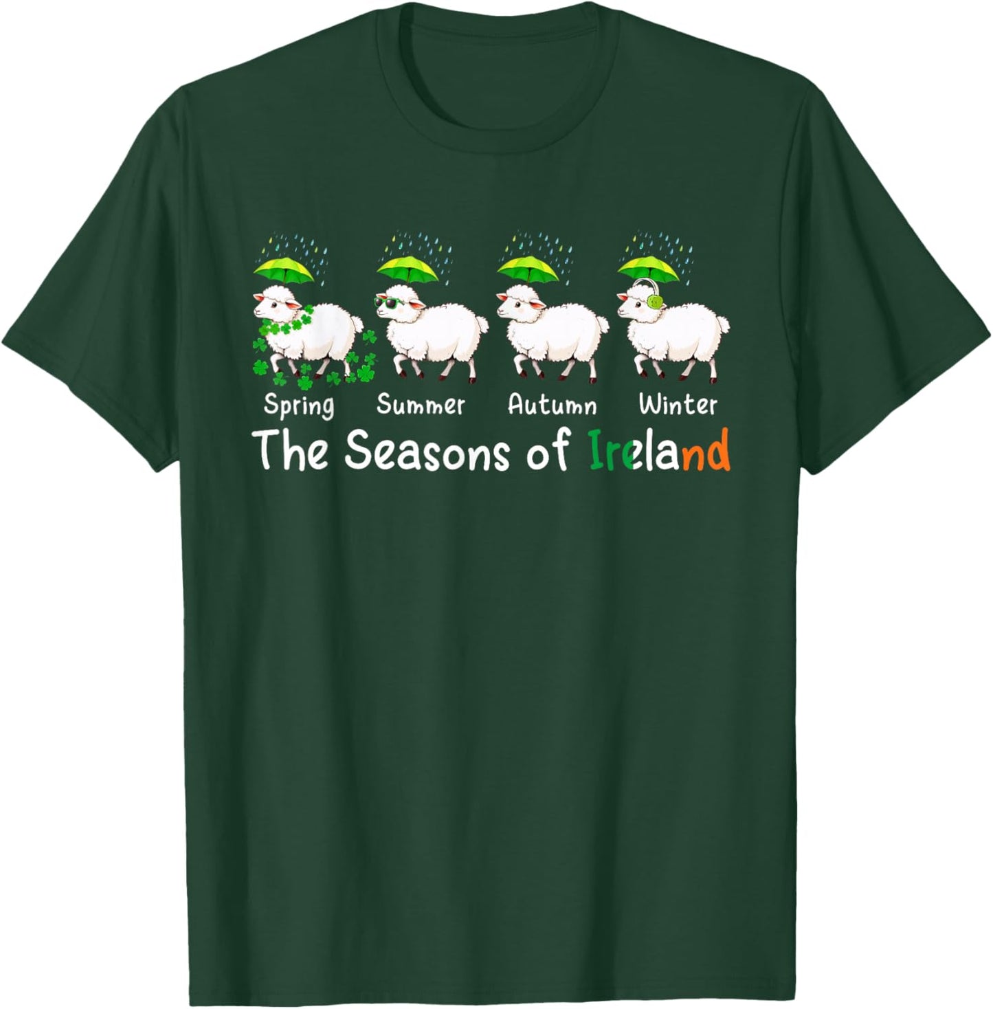 The Seasons Patrick's Day Ireland Four Lovely Sheep Clovers T-Shirt - T-Shirt | Forest