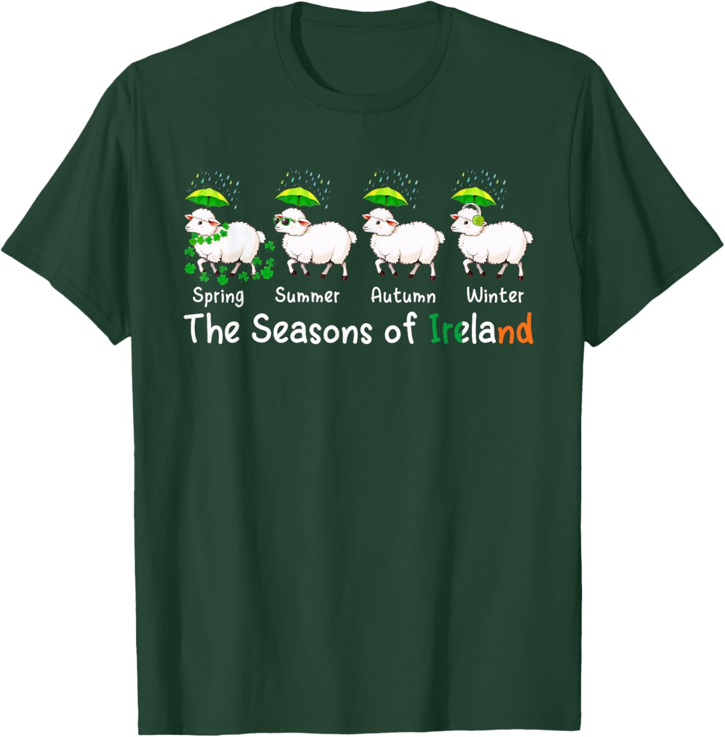 The Seasons Patrick's Day Ireland Four Lovely Sheep Clovers T-Shirt - T-Shirt | Forest