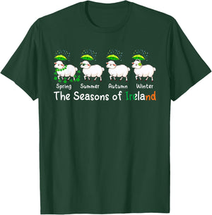 The Seasons Patrick's Day Ireland Four Lovely Sheep Clovers T-Shirt - T-Shirt | Forest