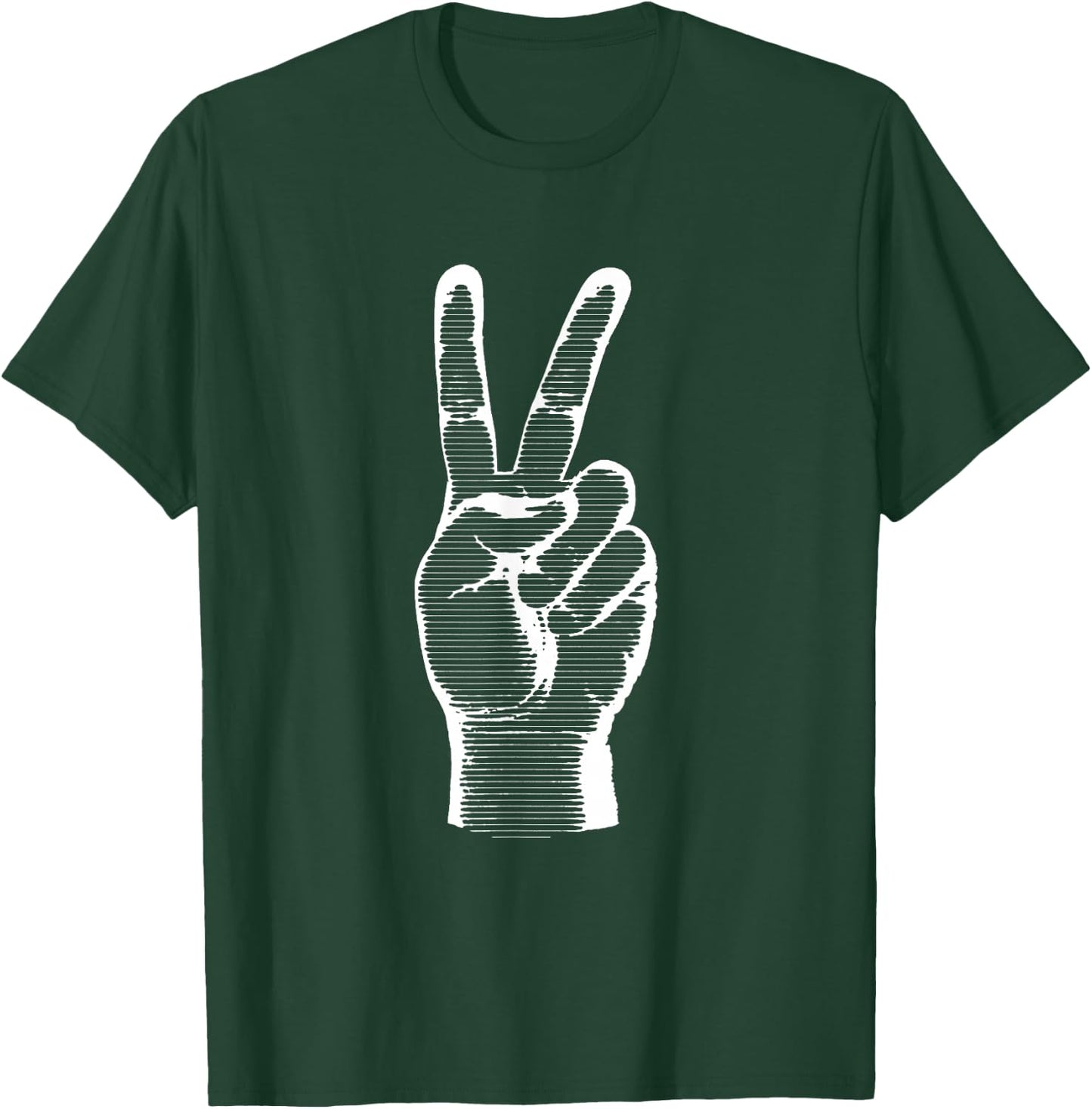 Hand Finger Sign Peace Awareness Symbol T-Shirt - T-Shirt | Forest