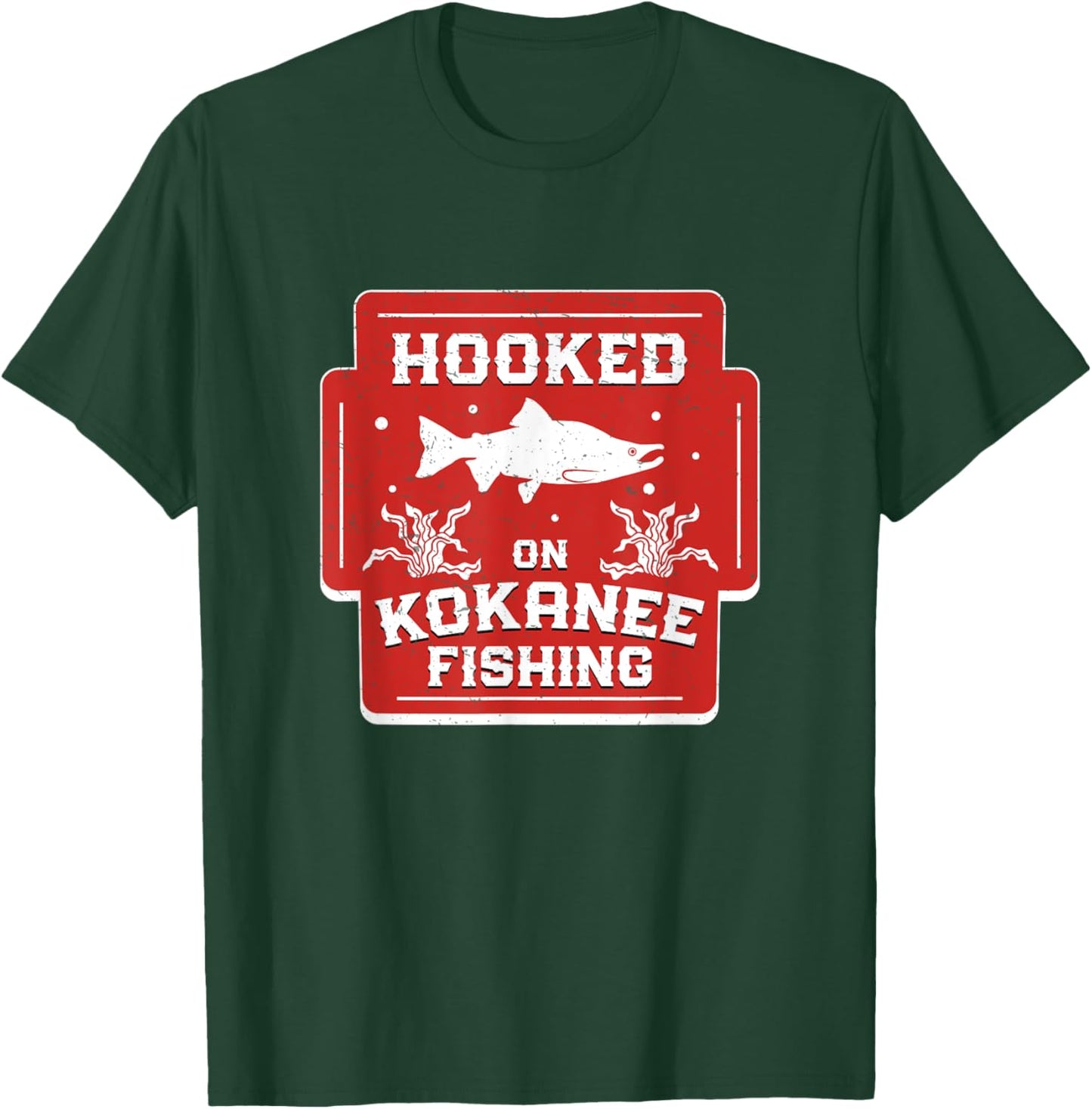 Funny Hooked On Kokanee Fishing For A Kokanee Salmon Fisher T-Shirt - T-Shirt | Forest