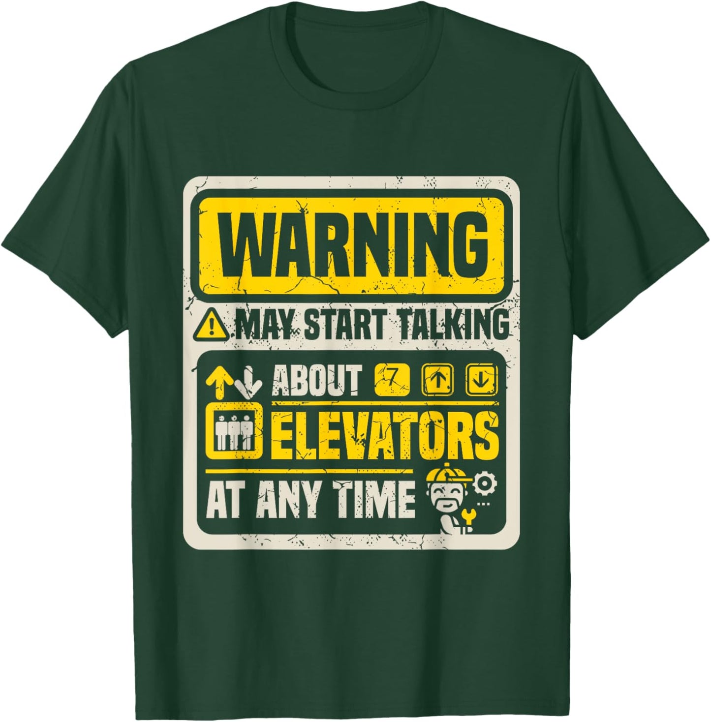 Elevator Mechanic Elevator Technician T-Shirt - T-Shirt | Forest