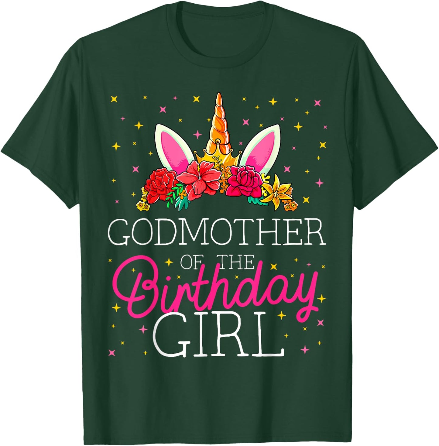 Godmother of the Birthday Girl Unicorn Godparents Matching T-Shirt - T-Shirt | Forest