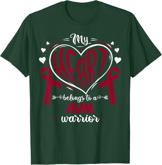 AV Malformation My Heart Belongs To A AVM Warrior AVM T-Shirt - T-Shirt | Forest
