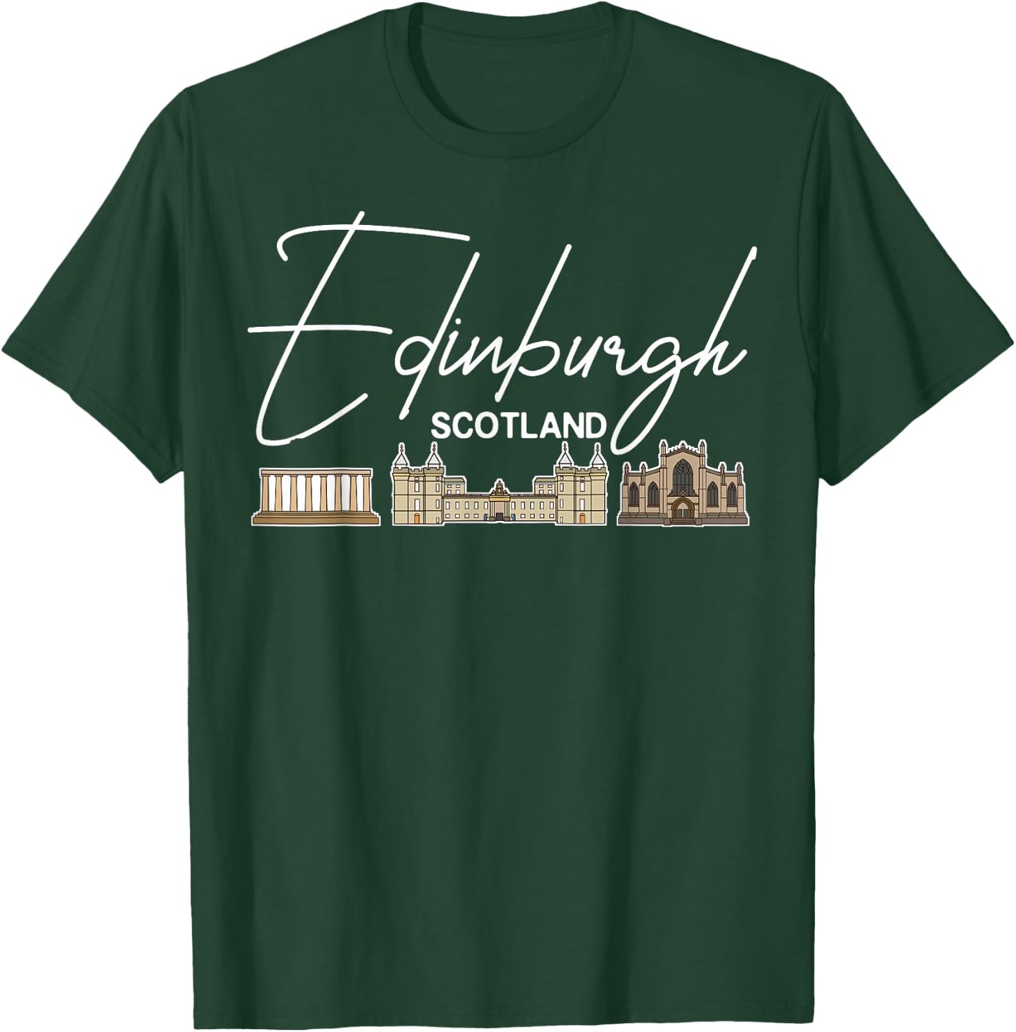 Edinburgh Scotland City Skyline Map Travel T-Shirt - T-Shirt | Forest