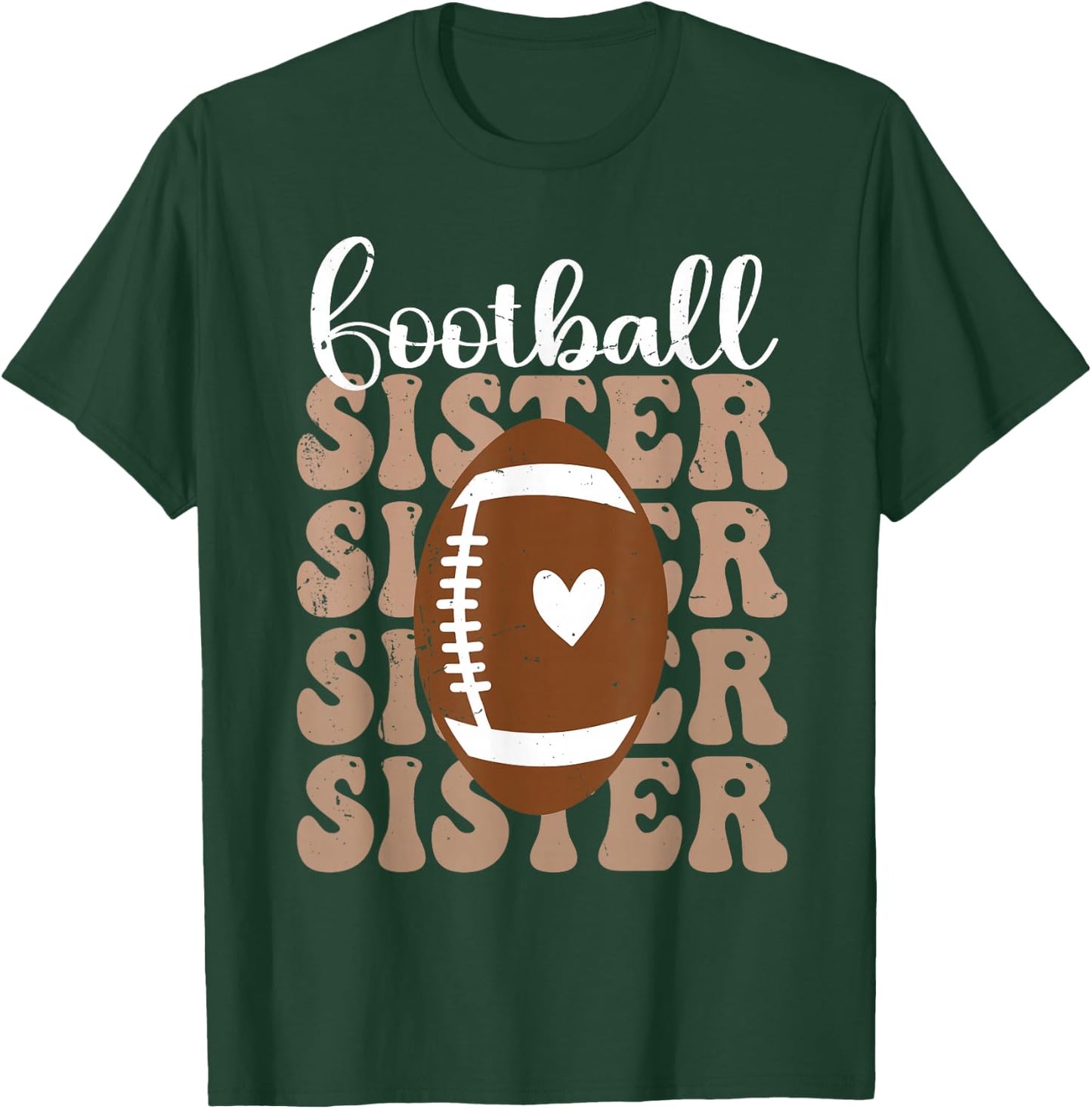 Football Sister Vintage Sport Lover Sister Mothers Day T-Shirt - T-Shirt | Forest