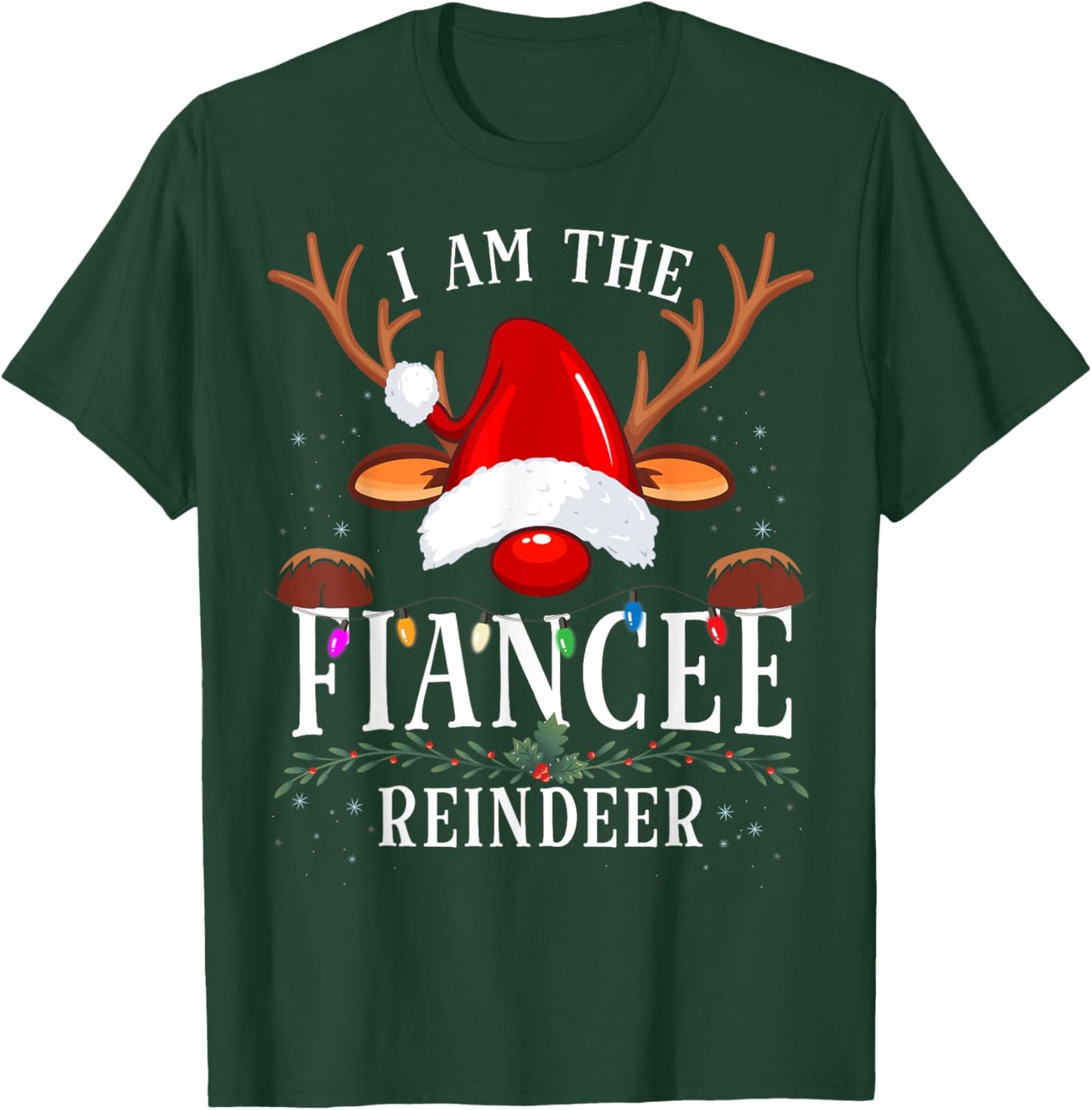 99 Gifts I Am The Fiancee Reindeer Christmas Family -Adults - Black - Small T-Shirt - T-Shirt | Forest