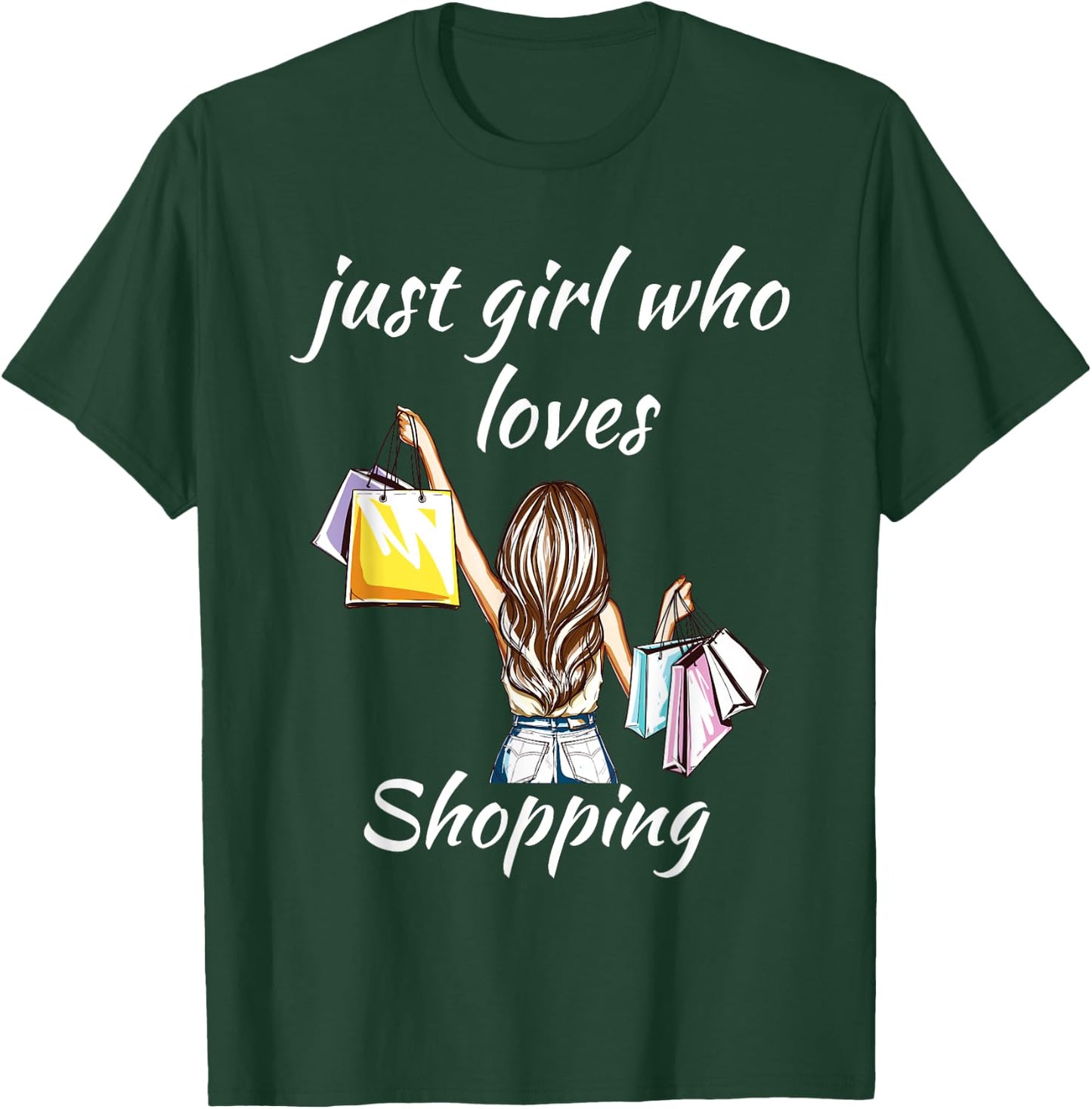 Girls Shirt Just A Girl Who Loves Shopping Cute Black T-Shirt - T-Shirt | Forest