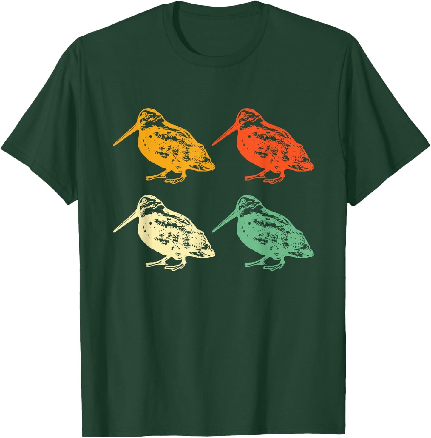 American Woodcock Bird Hunting Hunt Season Gift Retro-Modern -Adults, Kids Classic Fit Collarless Short Sleeve Black T-Shirt - T-Shirt | Forest