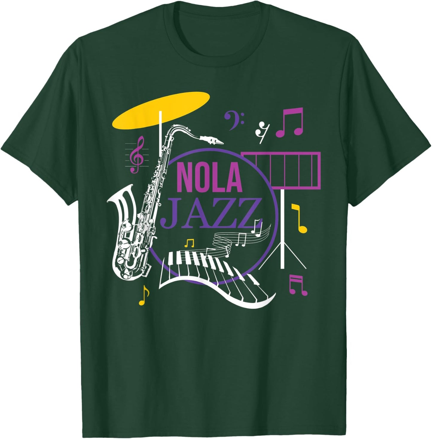 Vintage Jazz Music NOLA Jazz Festival Novelty Souvenir T-Shirt - T-Shirt | Forest