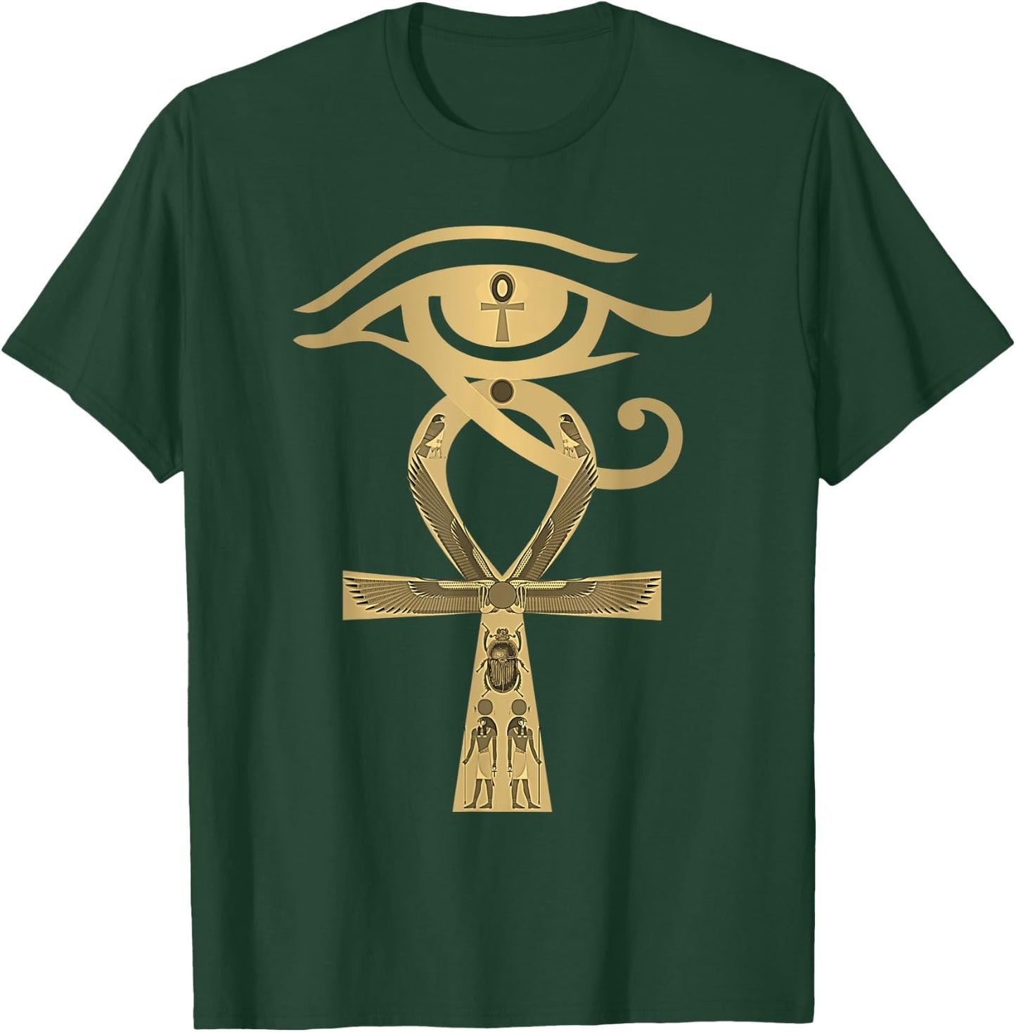 Ancient Egypt Egyptian God Horus Kemetic Heru ANKH T-Shirt - T-Shirt | Forest