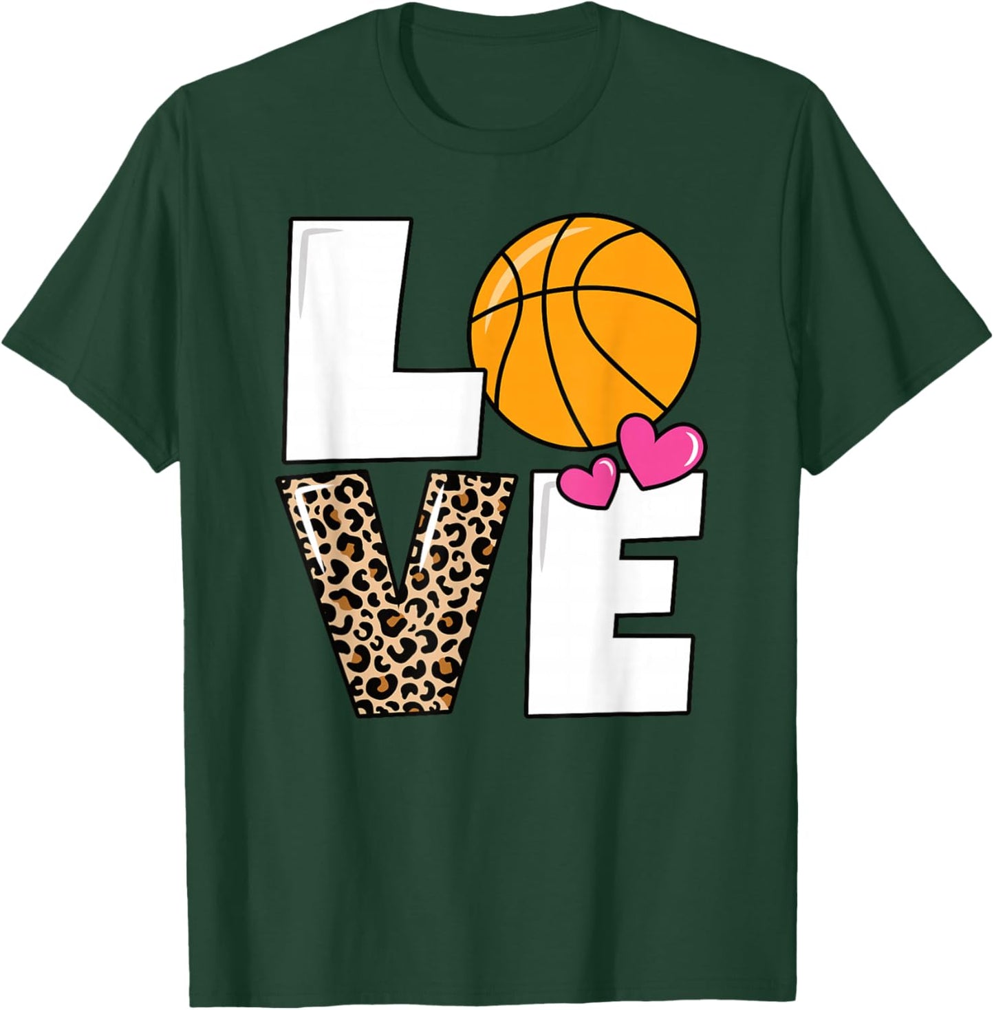 Love Basketball Cute Women Girls Basketball Lover T-Shirt - T-Shirt | Forest