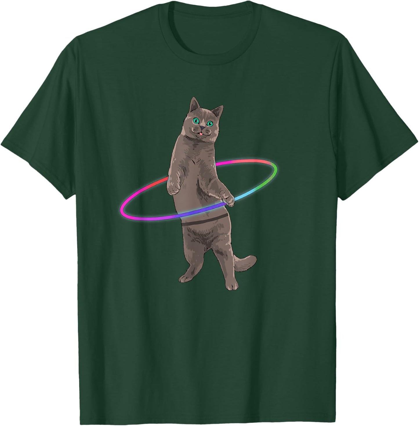 Weird Cat Shirt Kitten Dancing Hula Hoop Dance Cat Lover T-Shirt - T-Shirt | Forest