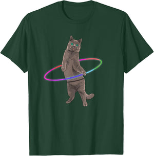 Weird Cat Shirt Kitten Dancing Hula Hoop Dance Cat Lover T-Shirt - T-Shirt | Forest