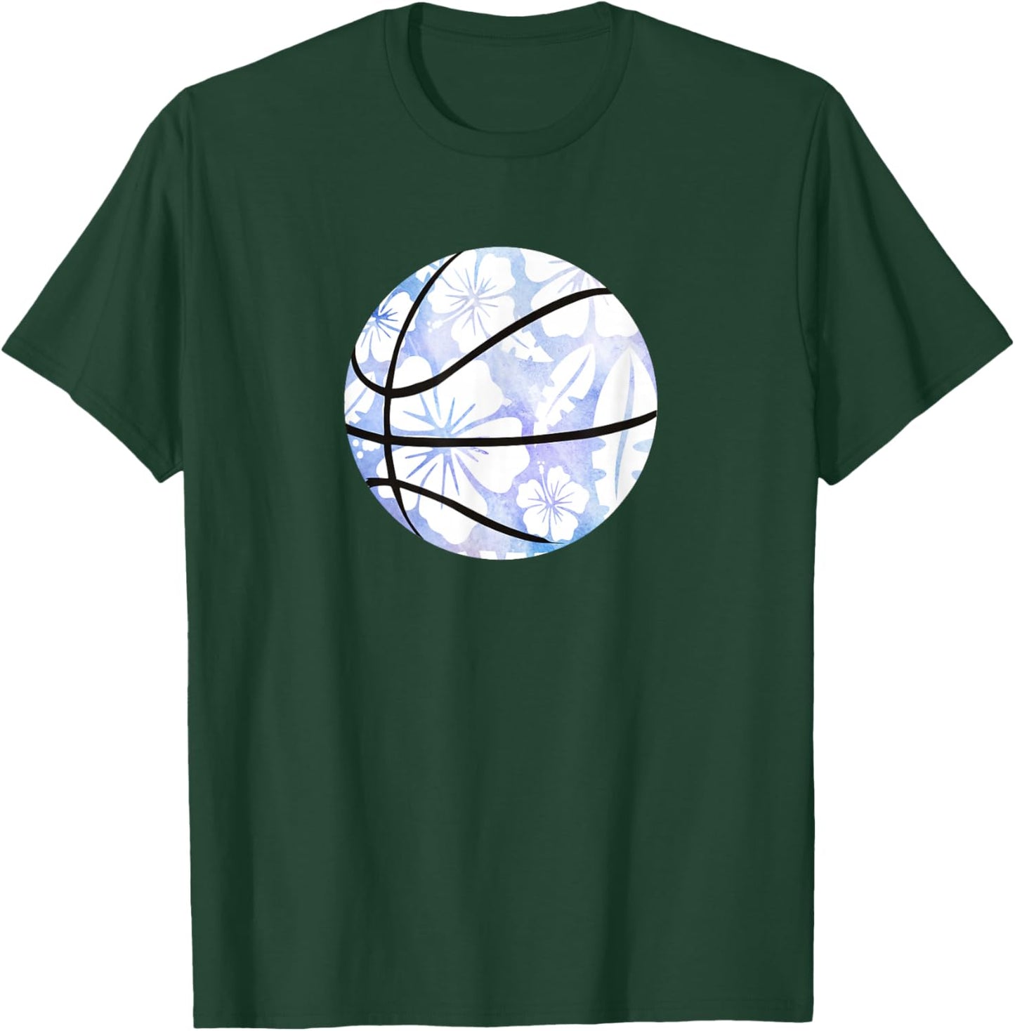 Hawaiian Hibiscus Basketball Hawaii Lover Beach Aloha Player T-Shirt - T-Shirt | Forest