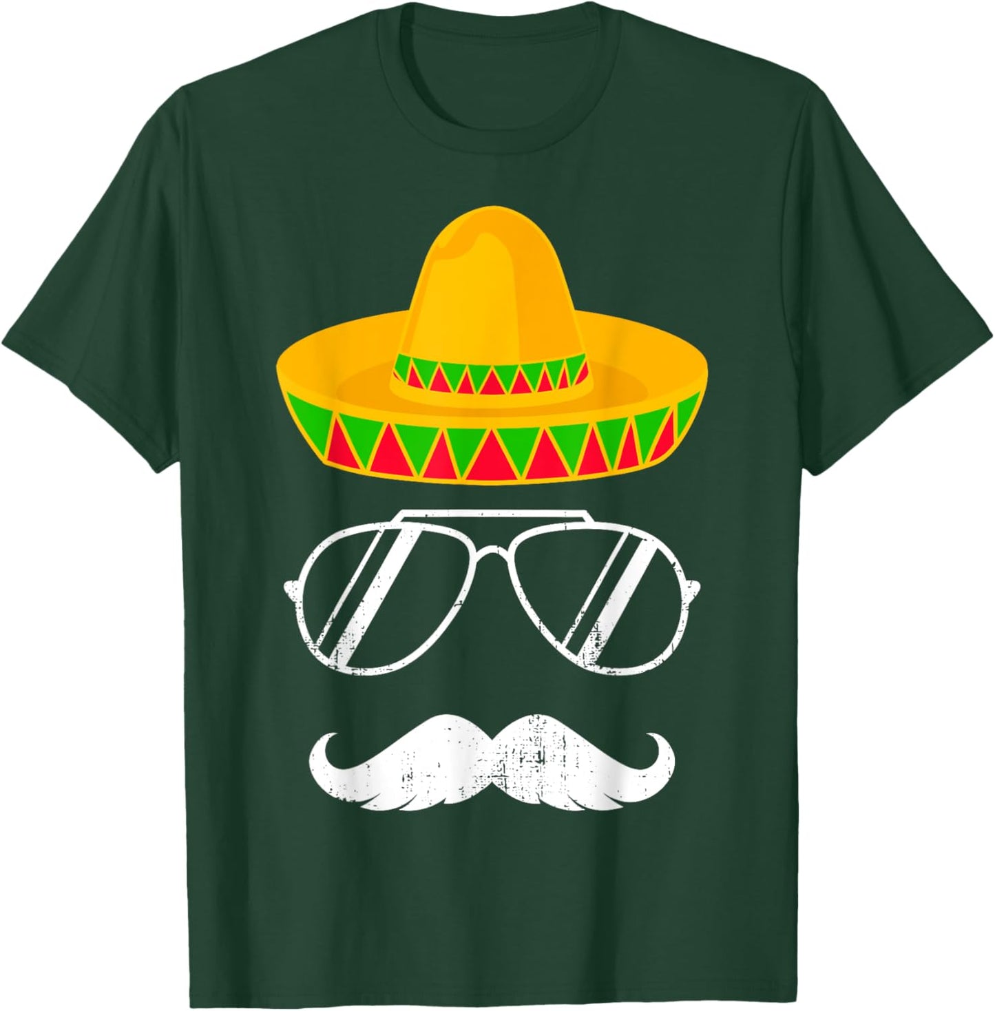 Funny mexican sombrero mustache face for Cinco de Mayo T-Shirt - T-Shirt | Forest
