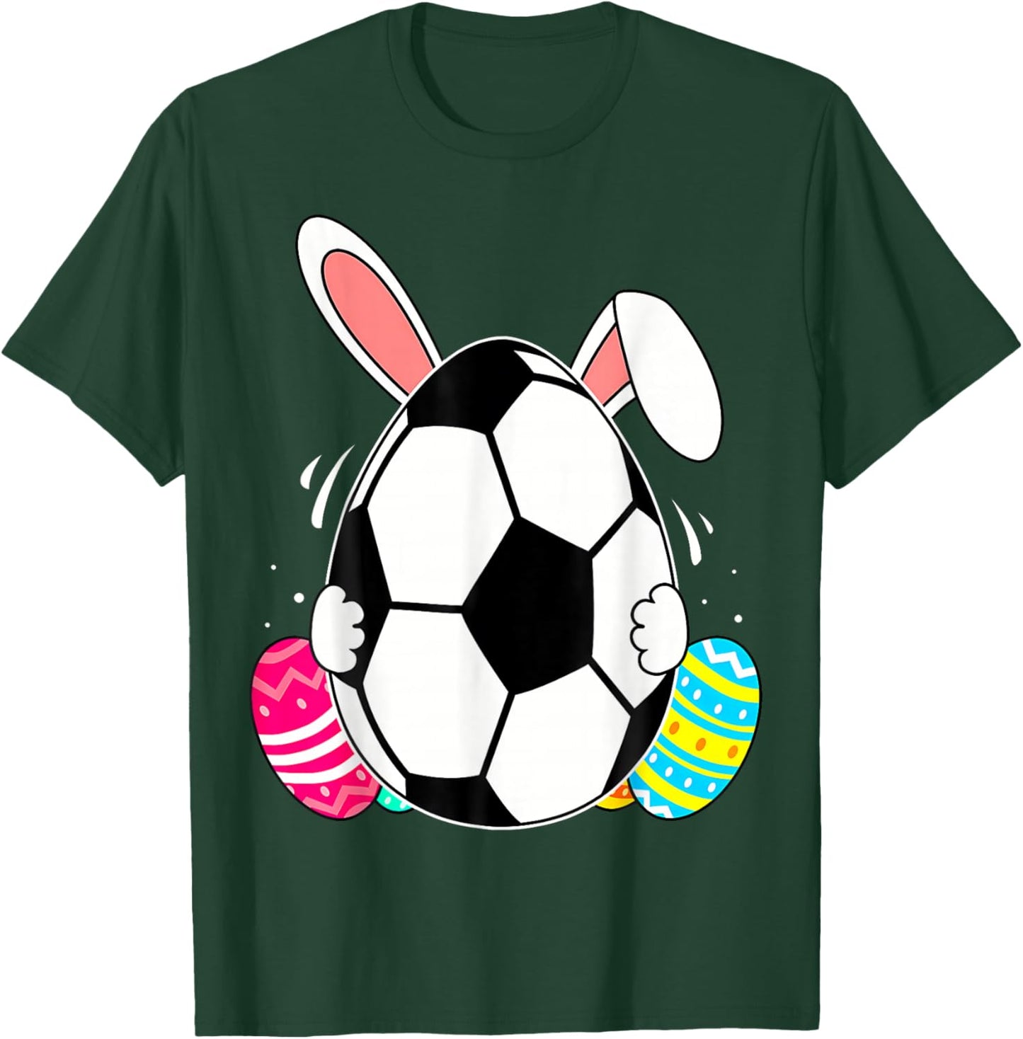 Funny Soccer Ball With Bunny Ears Easter Day Men Boys Kids T-Shirt - T-Shirt | Forest