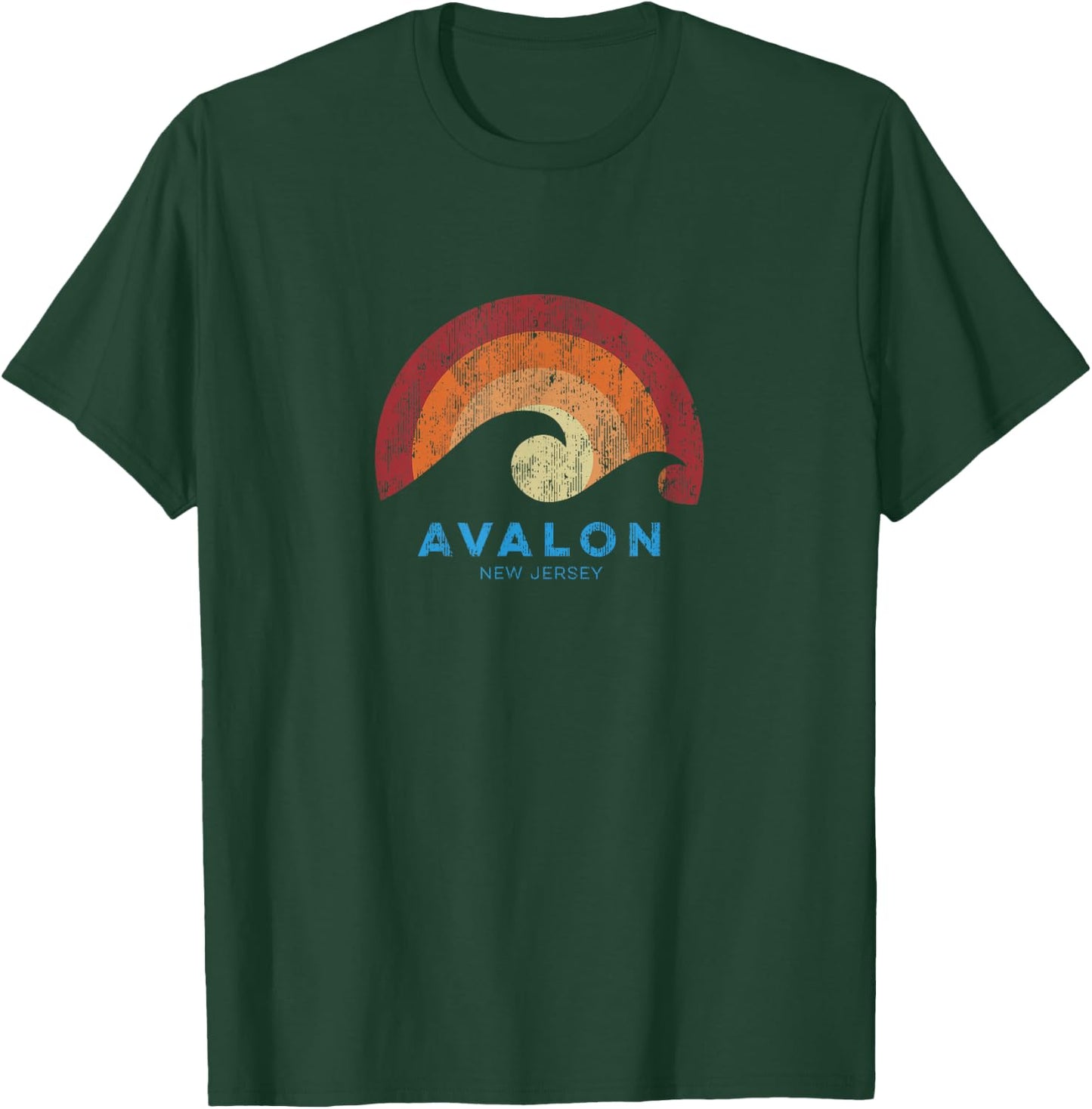 Avalon New Jersey NJ Retro Surf Beach Vibe T-Shirt - T-Shirt | Forest