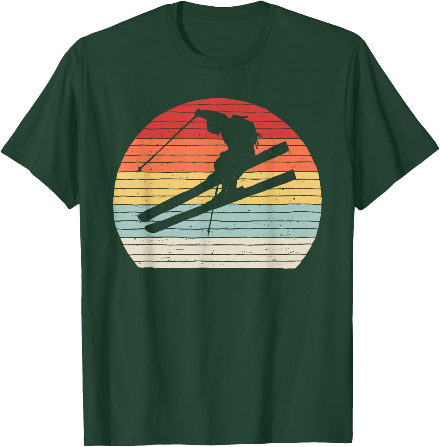Vintage Retro Winter Sports Skiing T-Shirt - T-Shirt | Forest