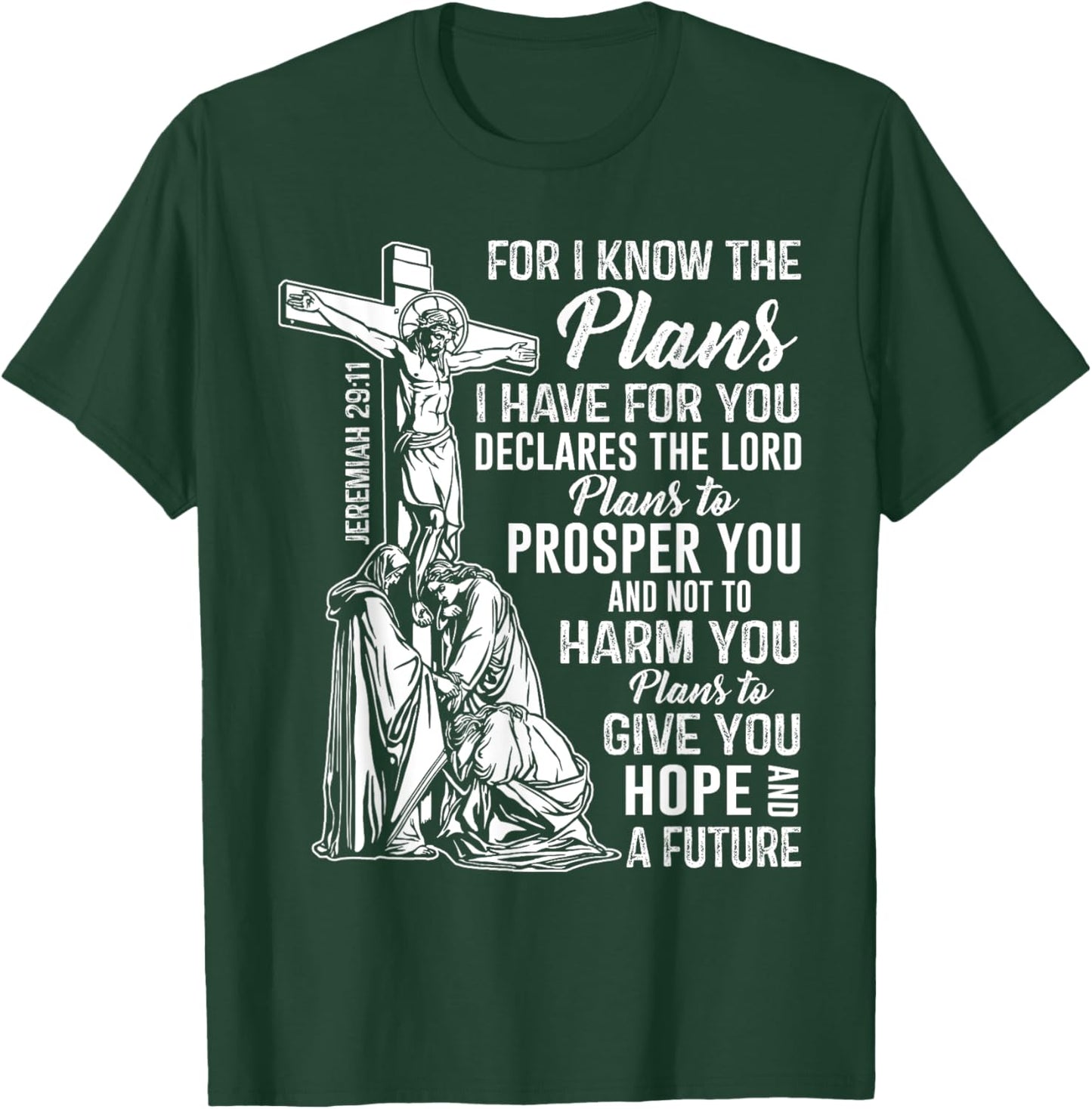 Jeremiah 2911 Christian Bible Verse Gifts Cross Scripture ap T-Shirt - T-Shirt | Forest
