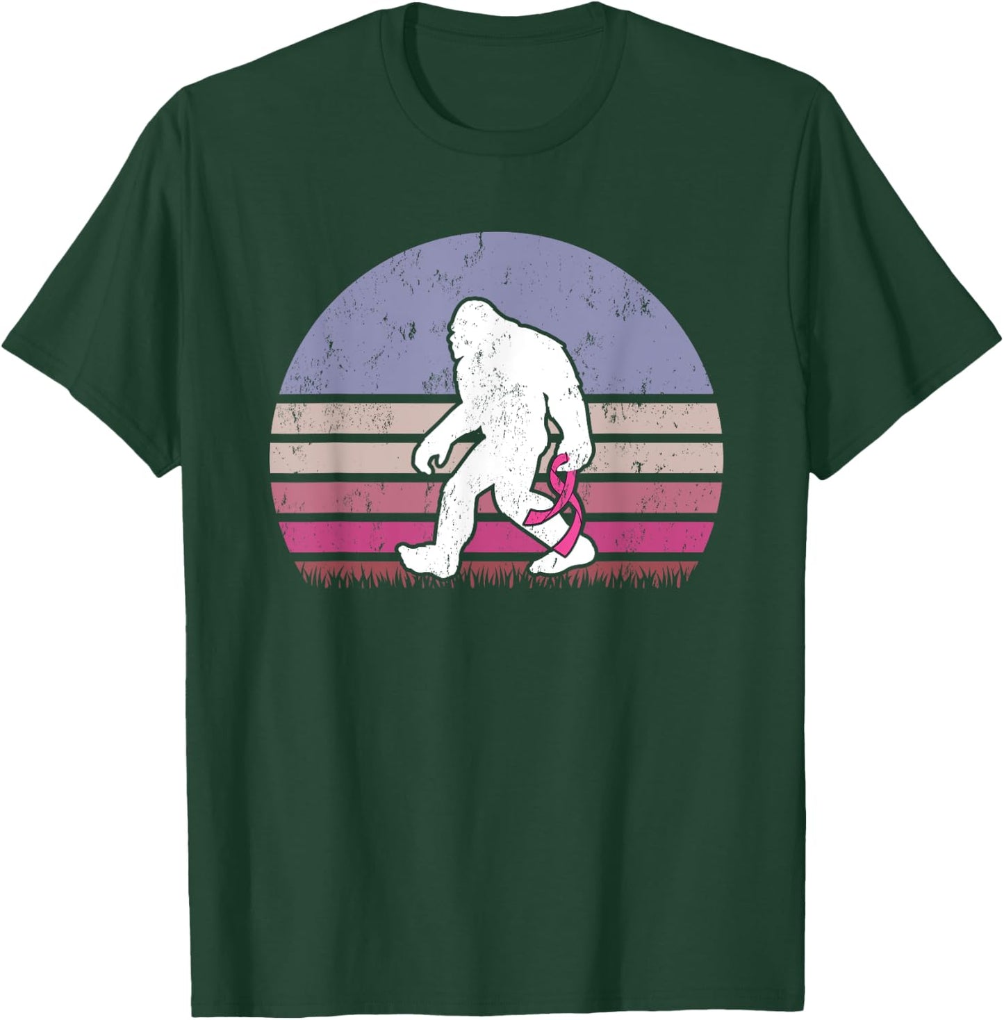 Vintage Bigfoot Breast Cancer Awareness T-Shirt - T-Shirt | Forest