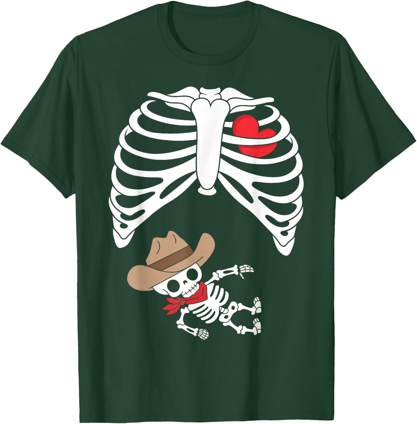 Baby Pregnancy Halloween Skeleton Xray Cowboy Boy Pregnant T-Shirt - T-Shirt | Forest