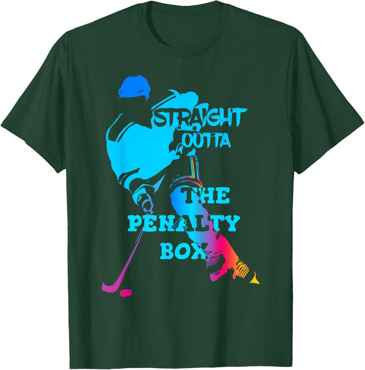 Straight Outta The Penalty Box Funny Ice Hockey Gift T-Shirt - T-Shirt | Forest