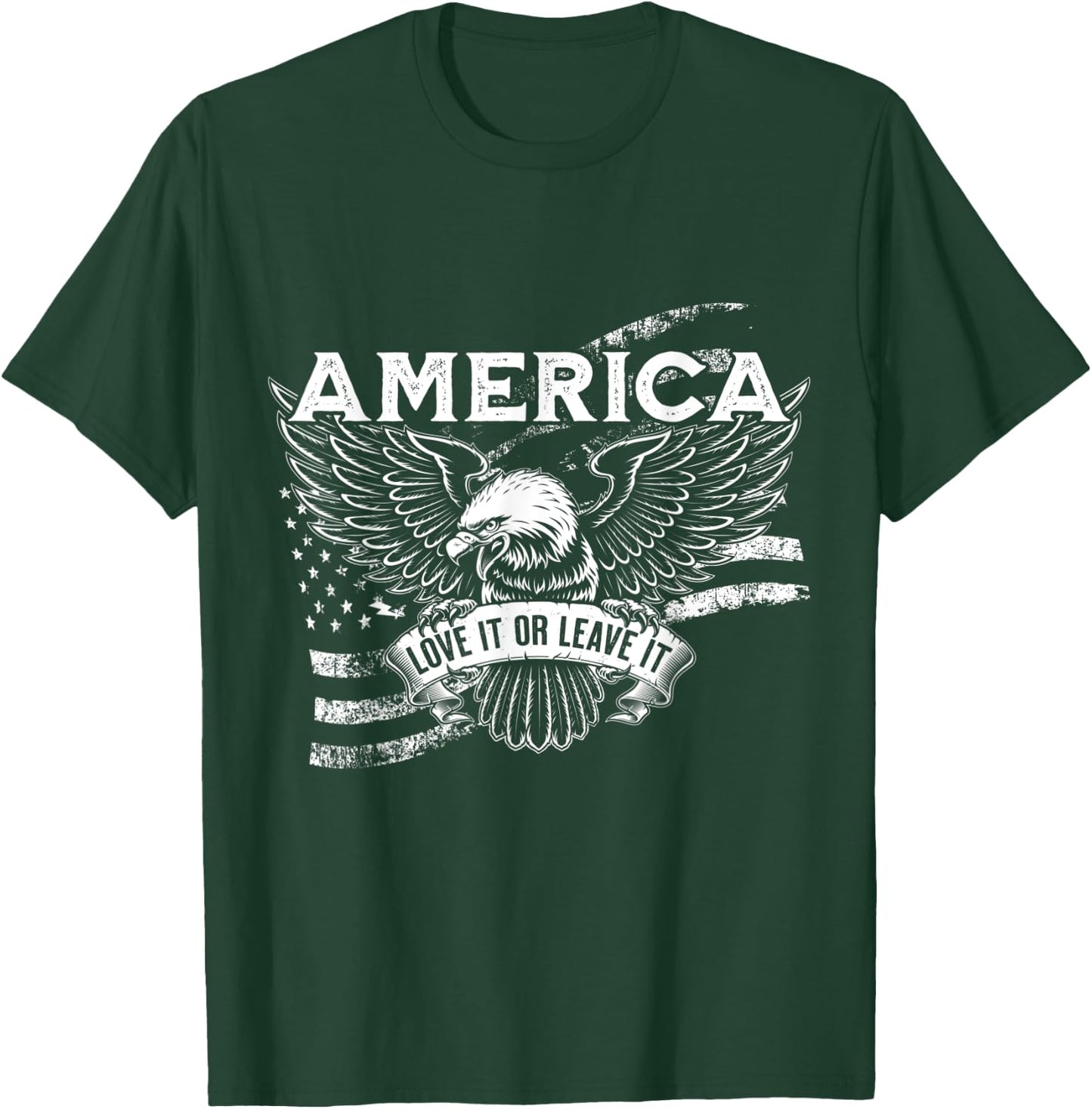 America Love It Or Leave It Patriotic Eagle and Flag Men T-Shirt - T-Shirt | Forest