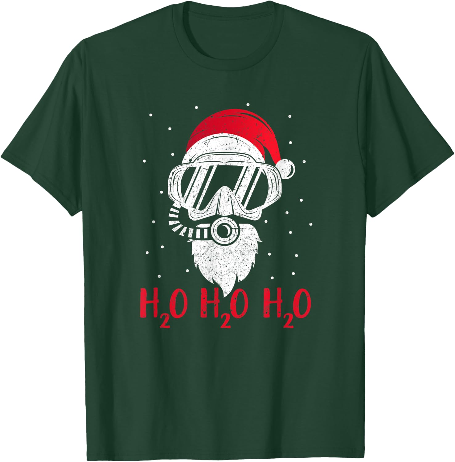Diving Santa H2O H2O H2O funny Christmas Dive XMAS T-Shirt - T-Shirt | Forest