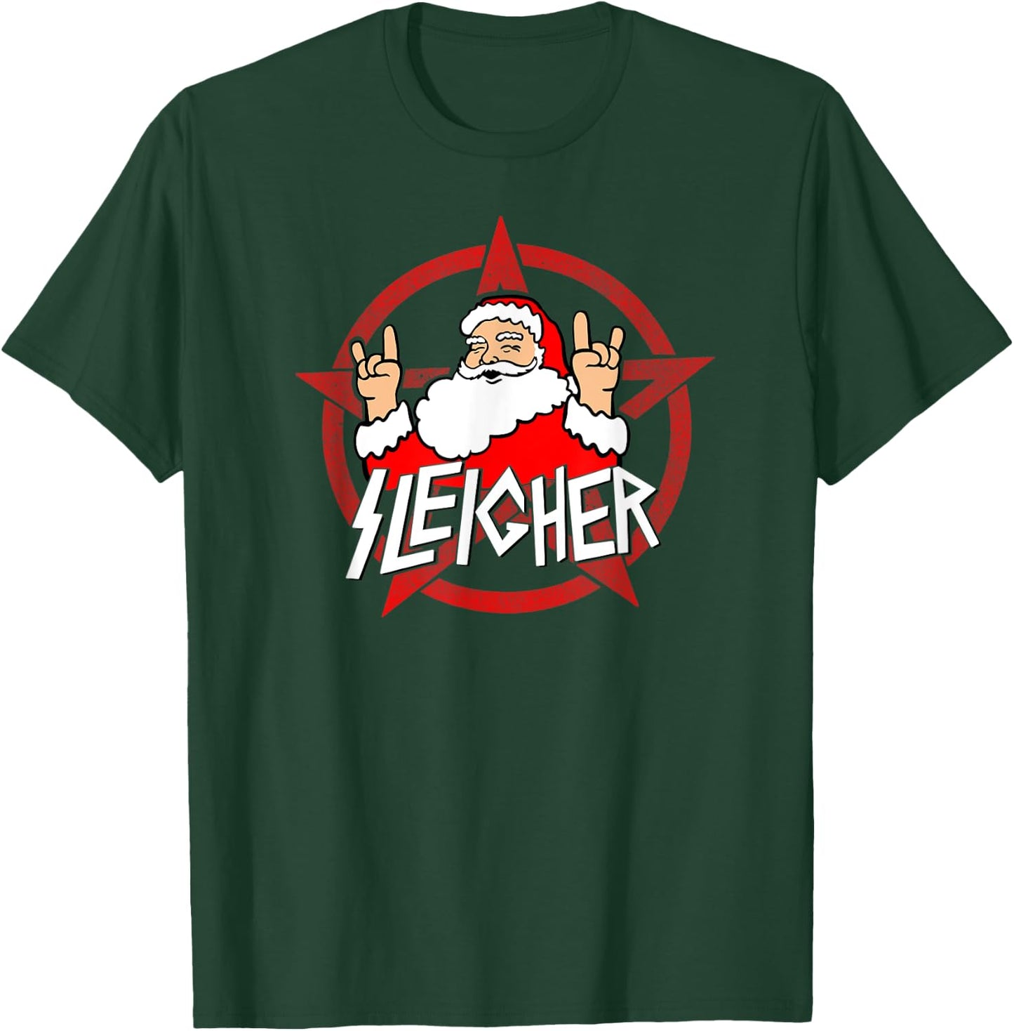 Santa Sleigher Funny Christmas Design for Metalheads T-Shirt - T-Shirt | Forest