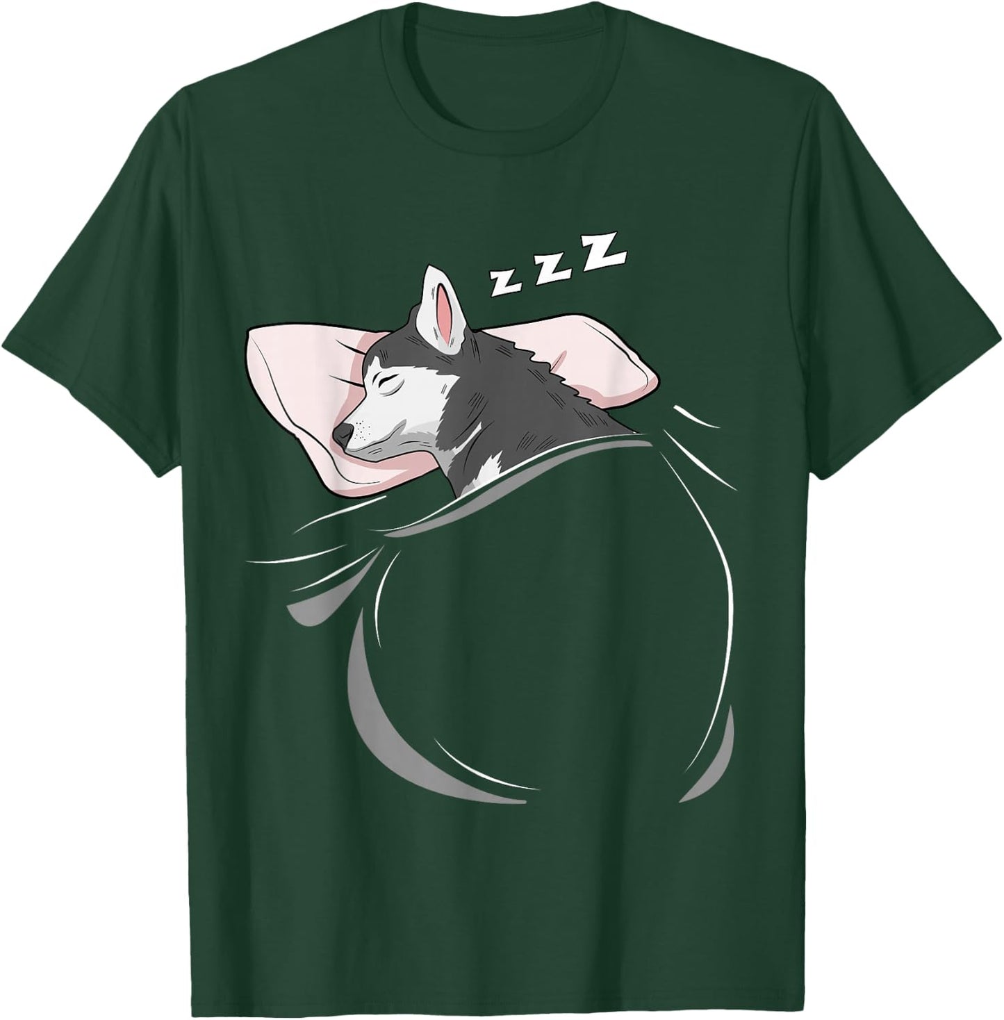 Husky Sleeping Animal Pajamas Nap PJs Outfit Gift Husky T-Shirt - T-Shirt | Forest