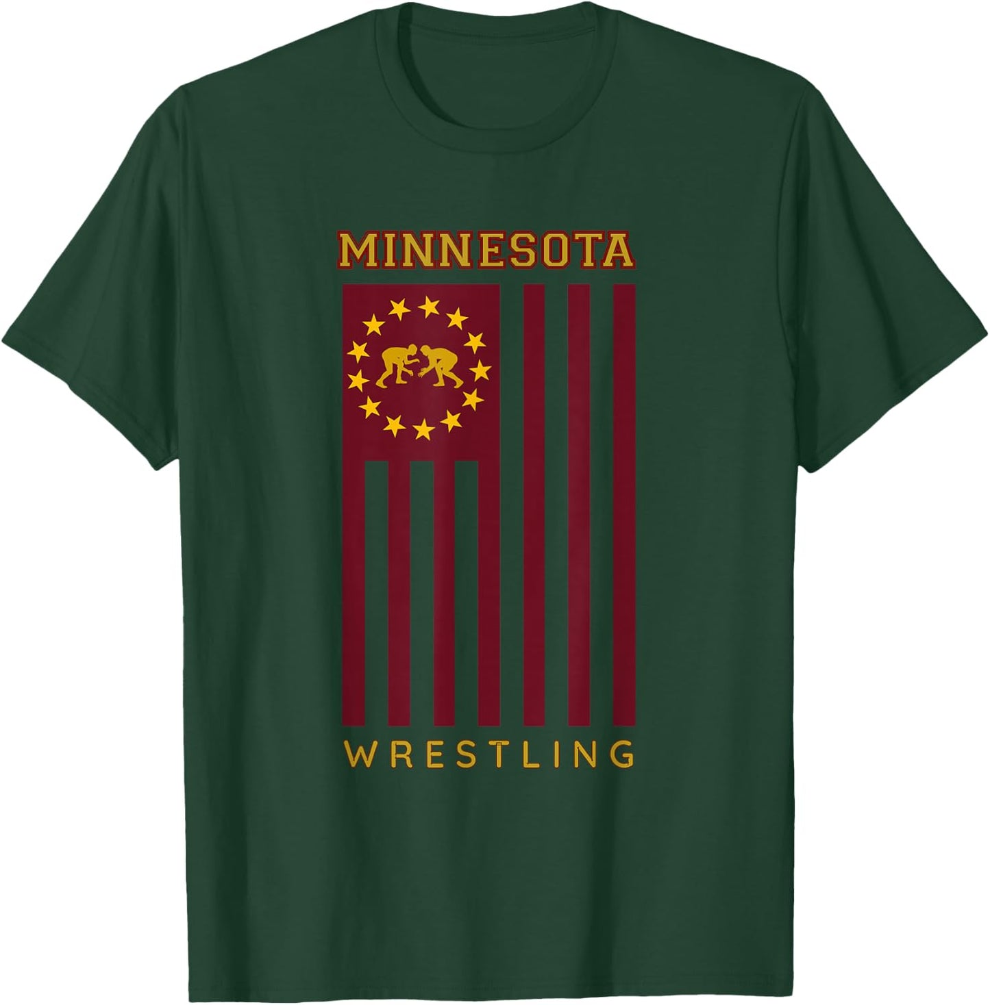 Gopher State USA Flag Freestyle Wrestler Minnesota T-Shirt - T-Shirt | Forest