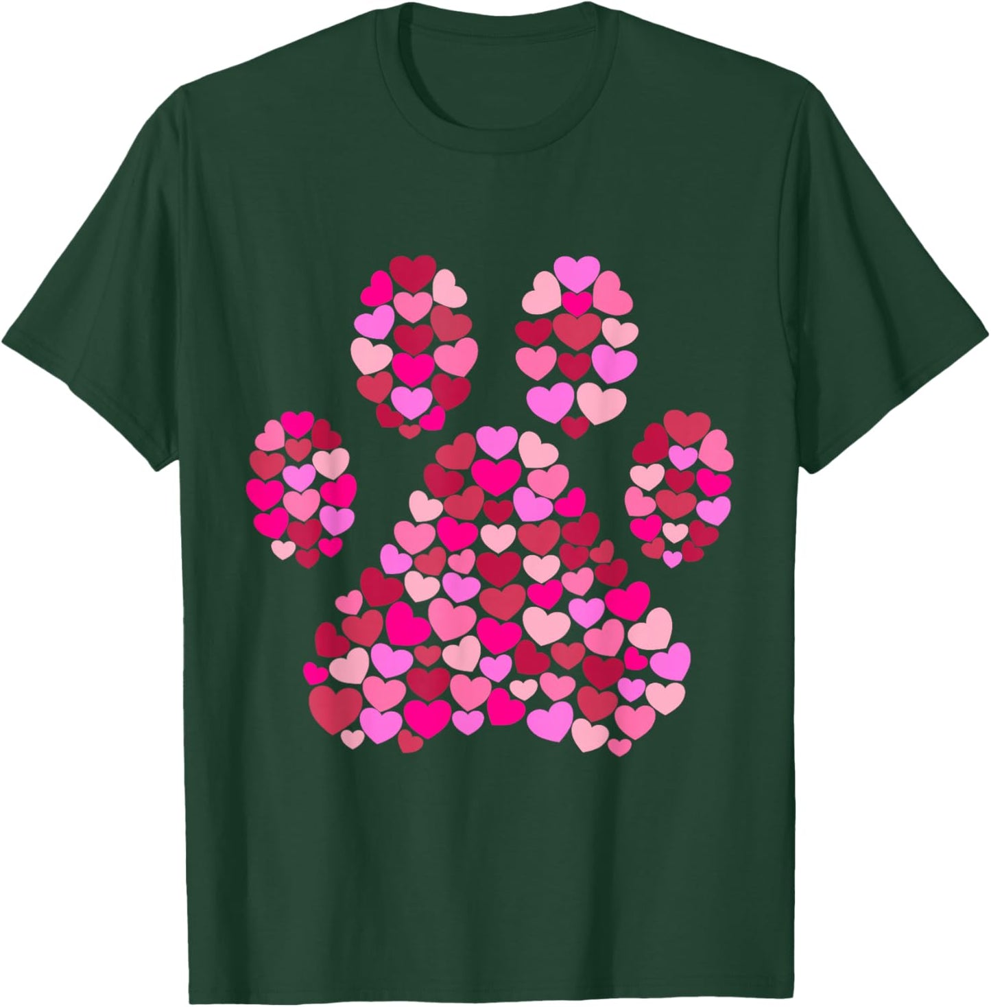 Paw Print Hearts Dog Lover Gift Men Women Girls Kids T-Shirt - T-Shirt | Forest