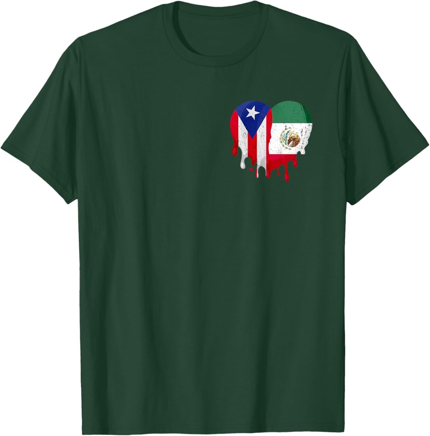 Mexico Flag Grown Heart Mexican Puerto Rico Flag T-Shirt - T-Shirt | Forest