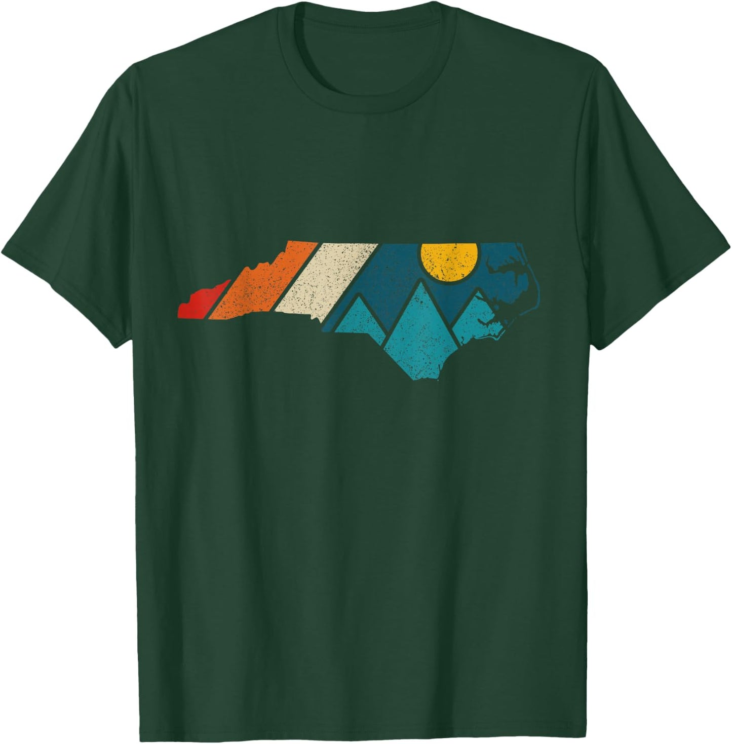 North Carolina Vintage State Map Mountains Hiking Pride Gift T-Shirt - T-Shirt | Forest