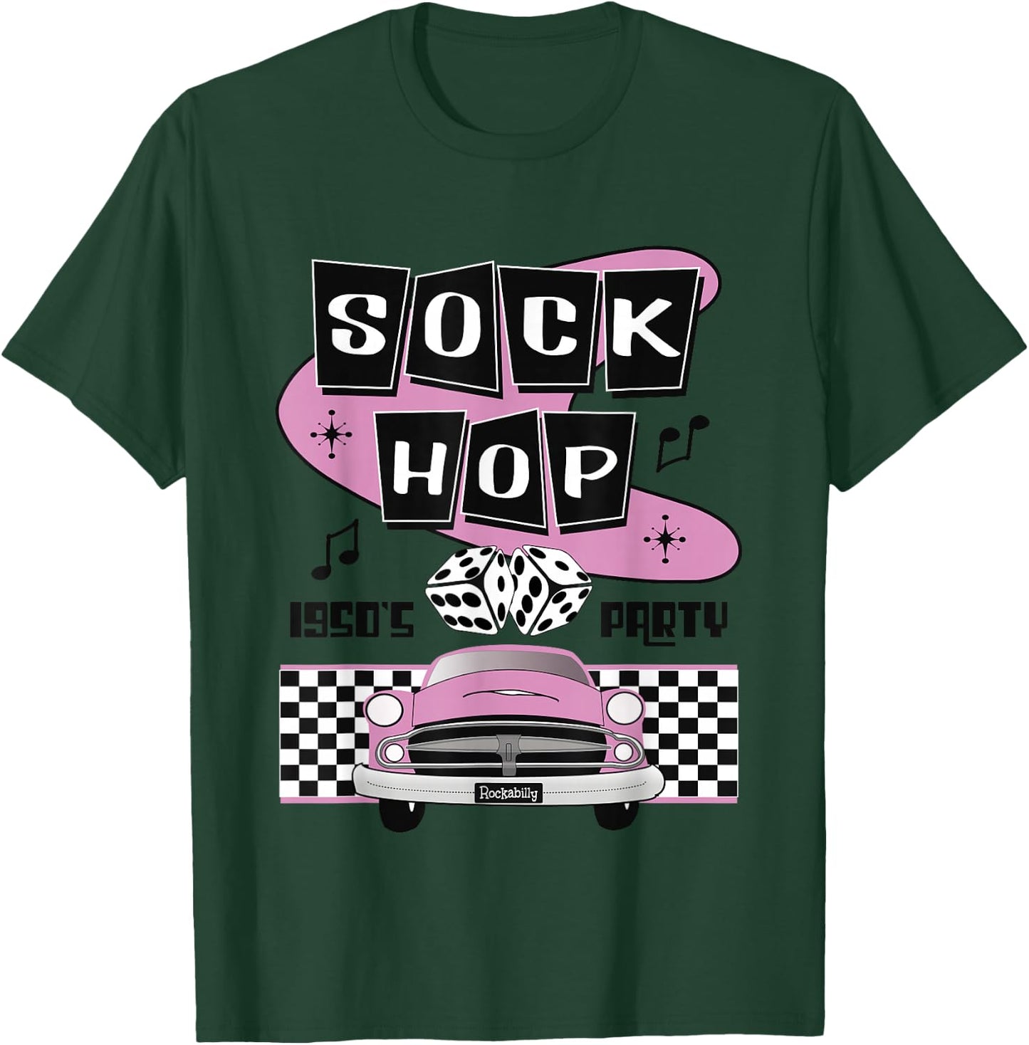 1950s Sock Hop Dance Party Retro 50s Costume Rockabilly Pink T-Shirt - T-Shirt | Forest