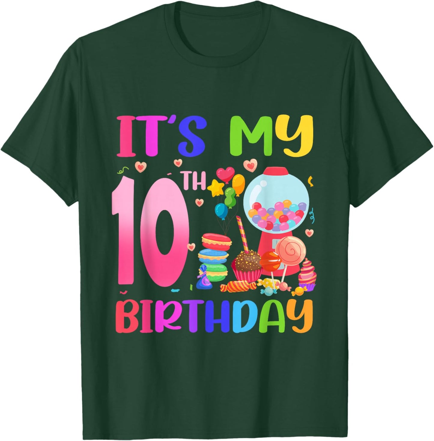 It's My 10th Birthday Girl Candy Candyland 10 Year Old T-Shirt - T-Shirt | Forest