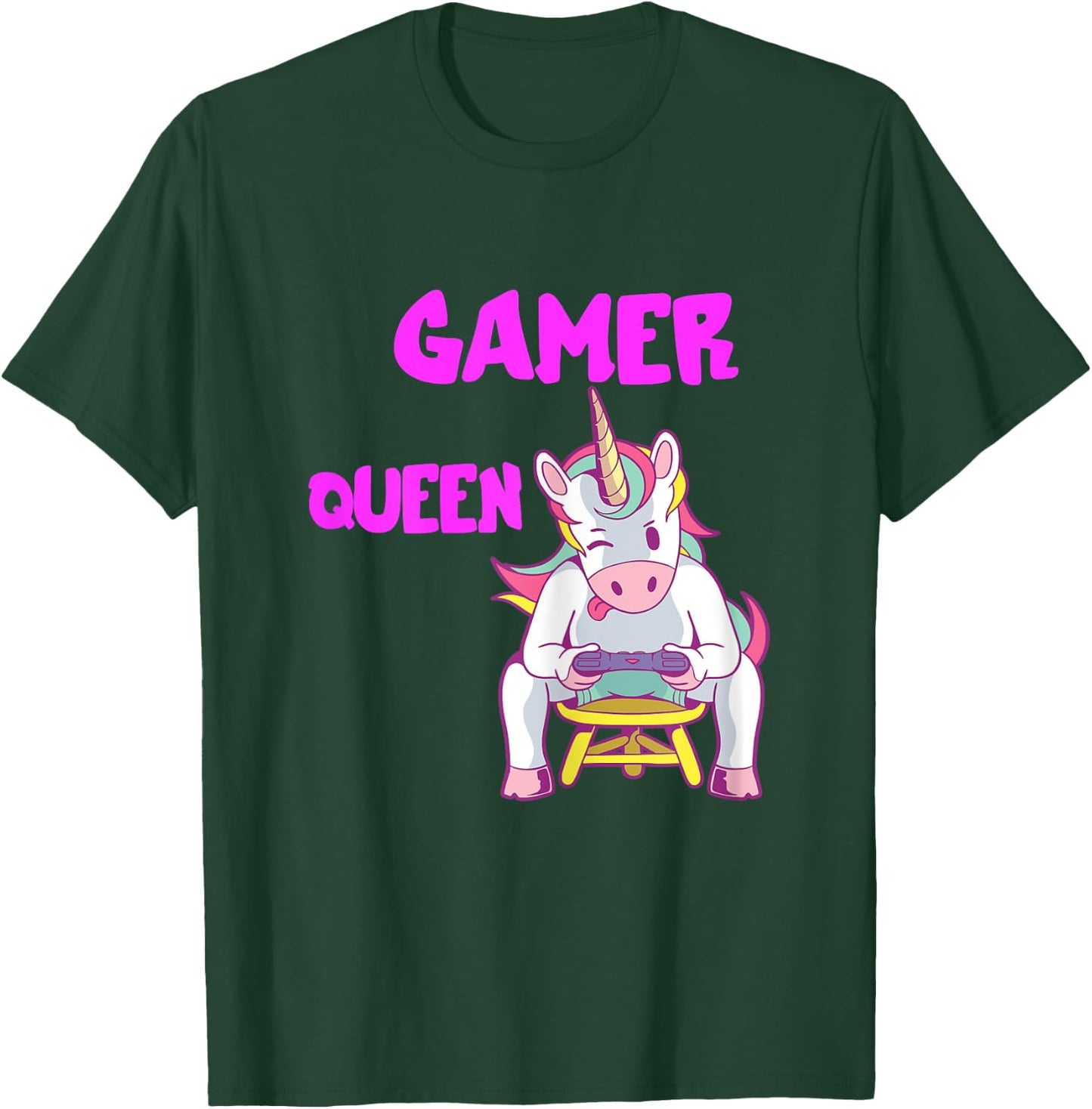 Gamer Queen Gaming Unicorn Console PC Computer Video Games T-Shirt - T-Shirt | Forest