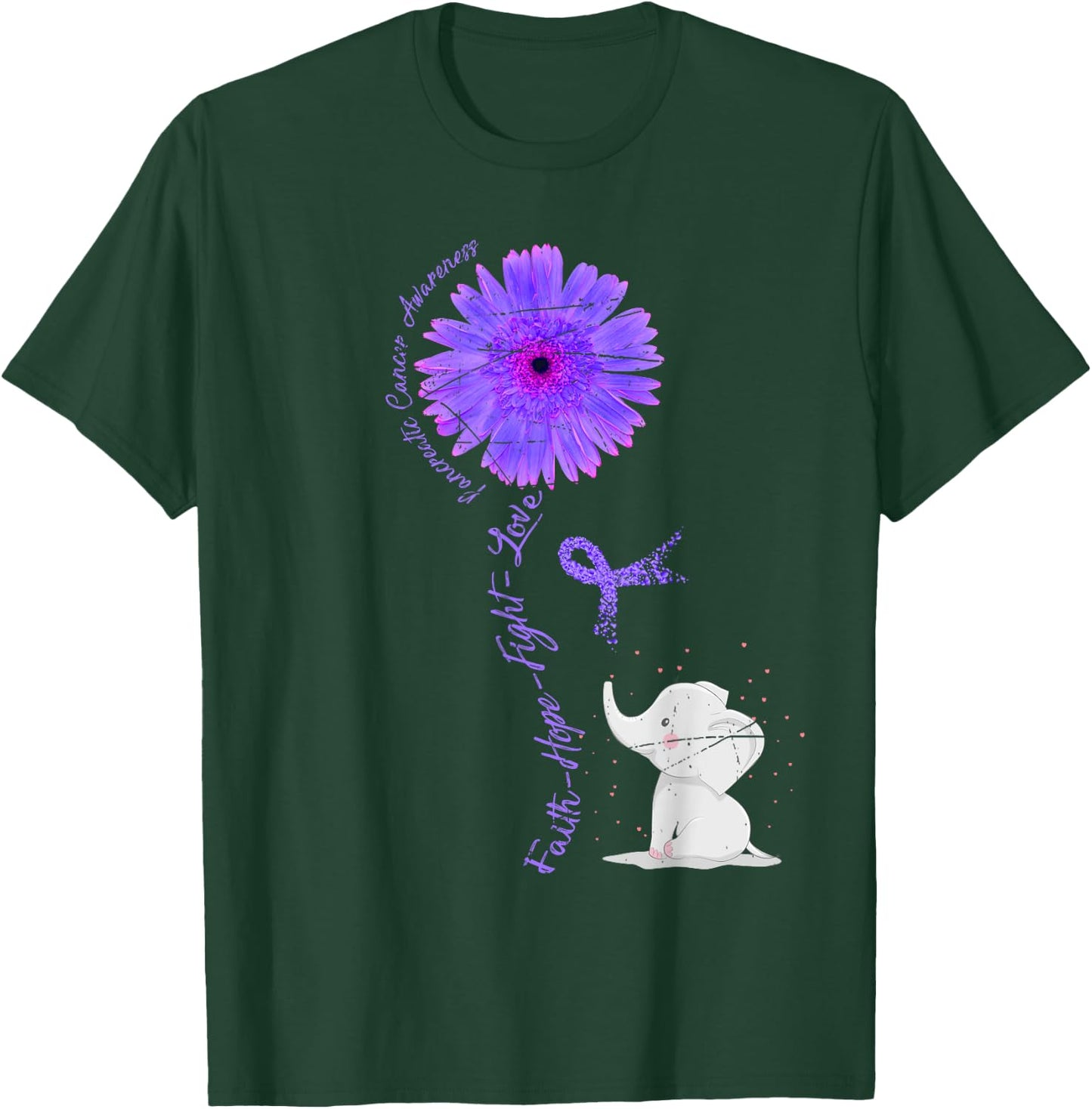 Cancer Fight Support Purple Ribbon Gift Pancreatic Cancer T-Shirt - T-Shirt | Forest