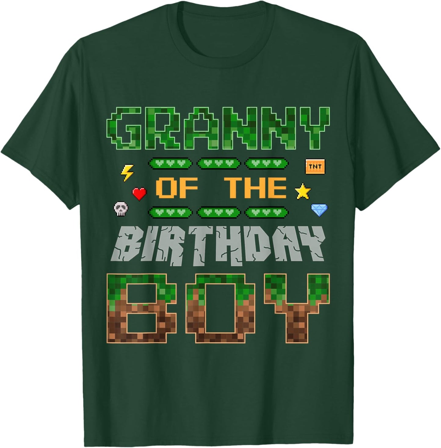Granny of the Birthday Boy Pixel Gamer Family Love T-Shirt - T-Shirt | Forest