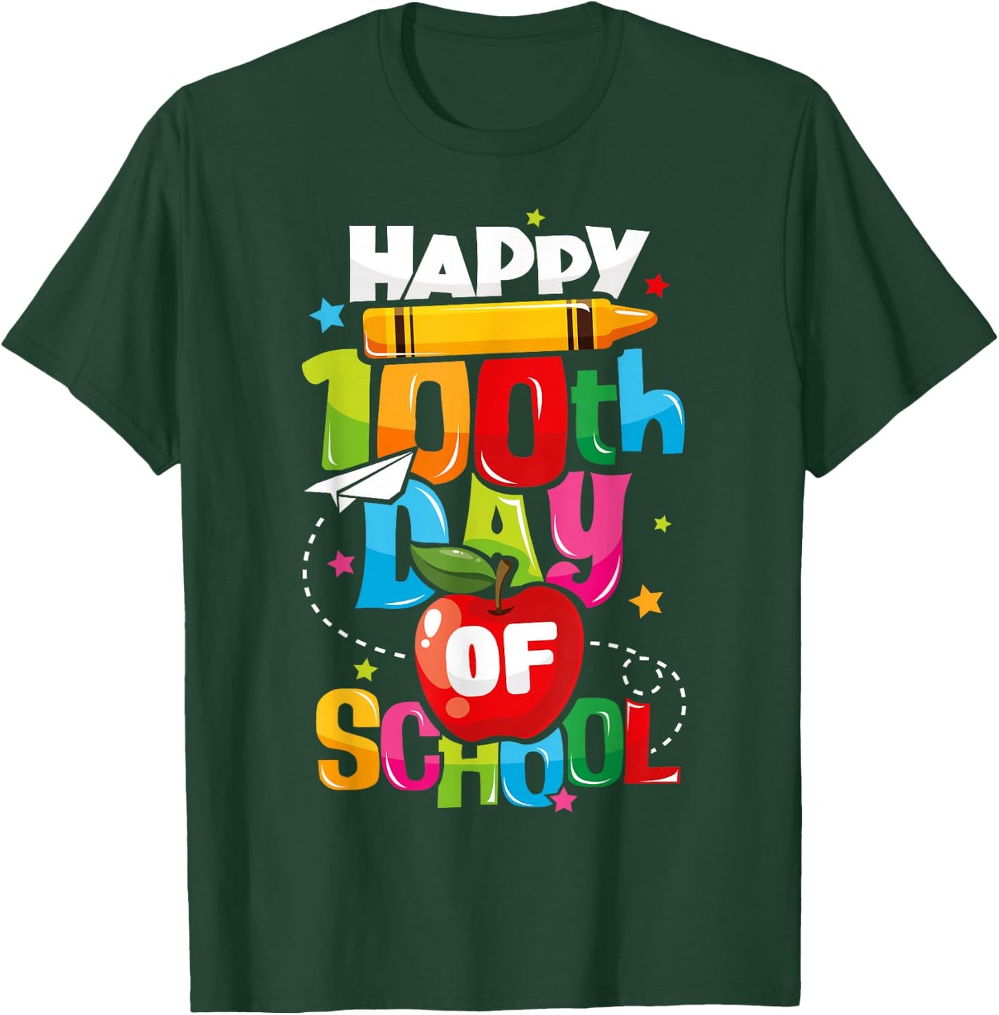 100th Day of School Teachers Kids Child Happy 100 Days T-Shirt - T-Shirt | Forest