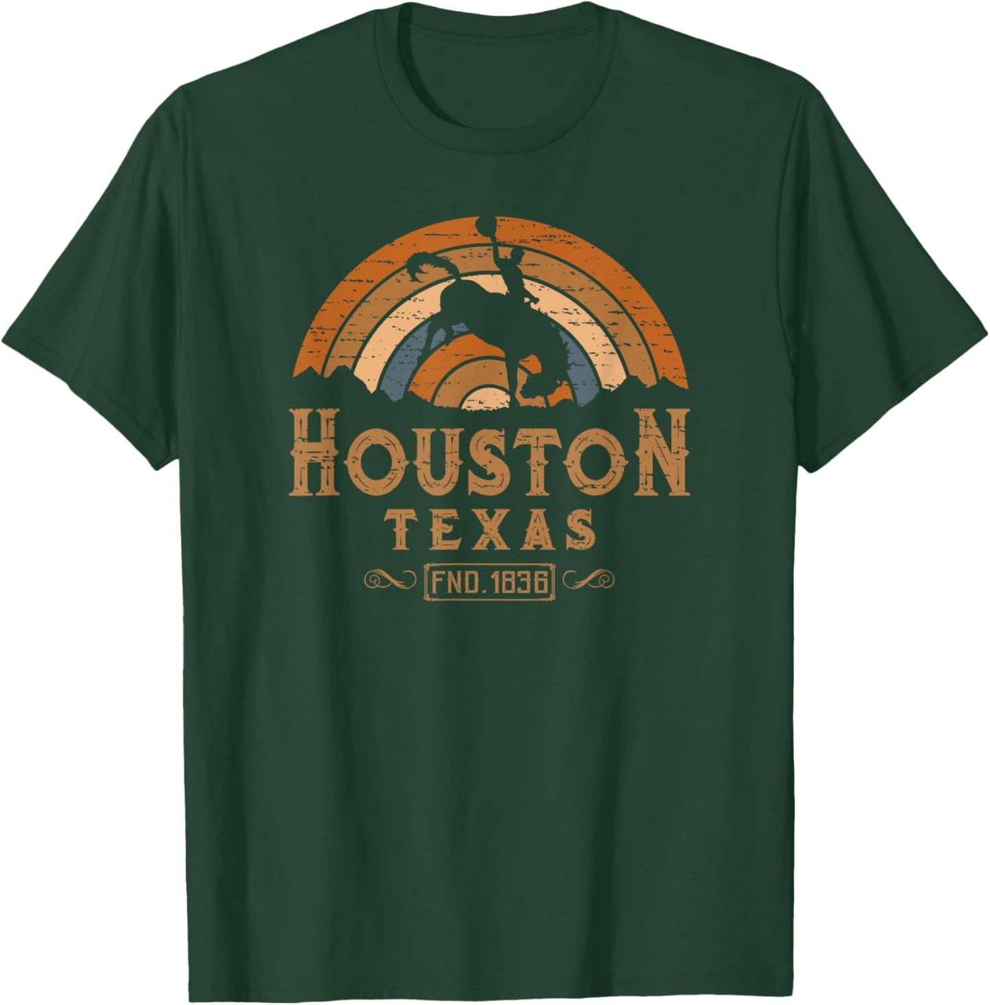 Houston Texas TX Retro Style Rodeo Cowboy T-Shirt - T-Shirt | Forest