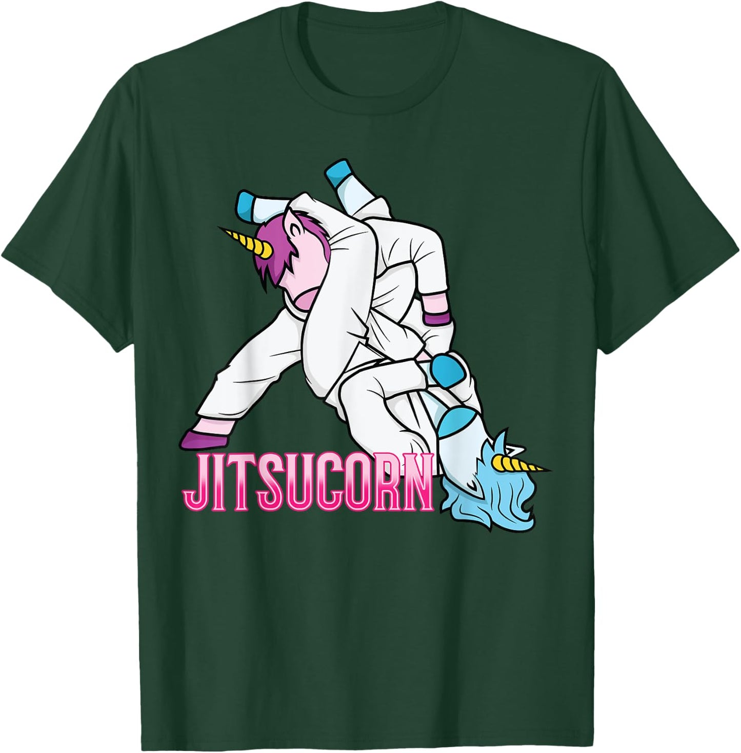 Jitsucorn Unicorn Funny Jiu Jitsu Combat BJJ MMA Girl Gift T-Shirt - T-Shirt | Forest