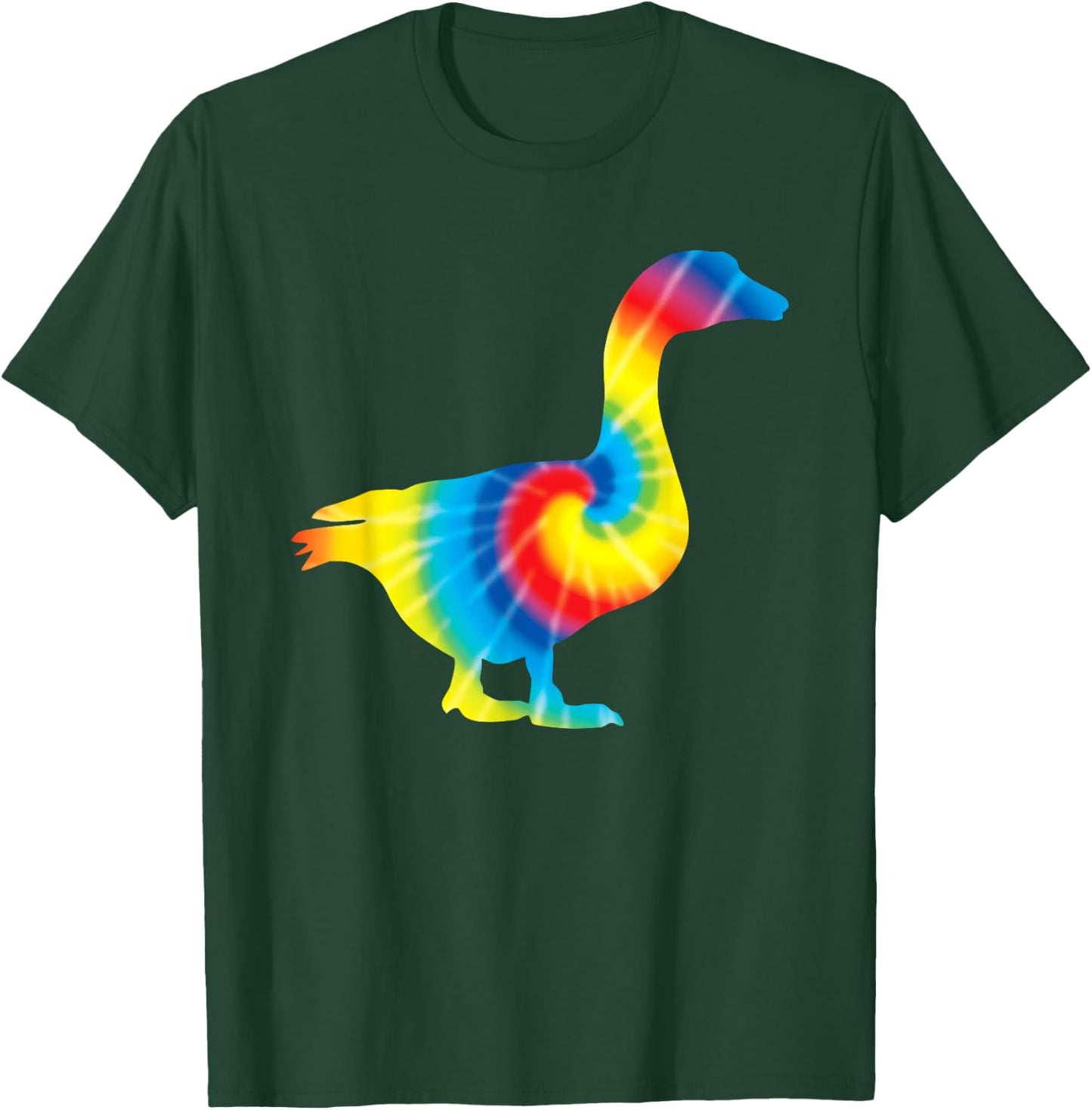 Tie Dye Goose Rainbow Print Waterfowl Hippie Peace Gift T-Shirt - T-Shirt | Forest